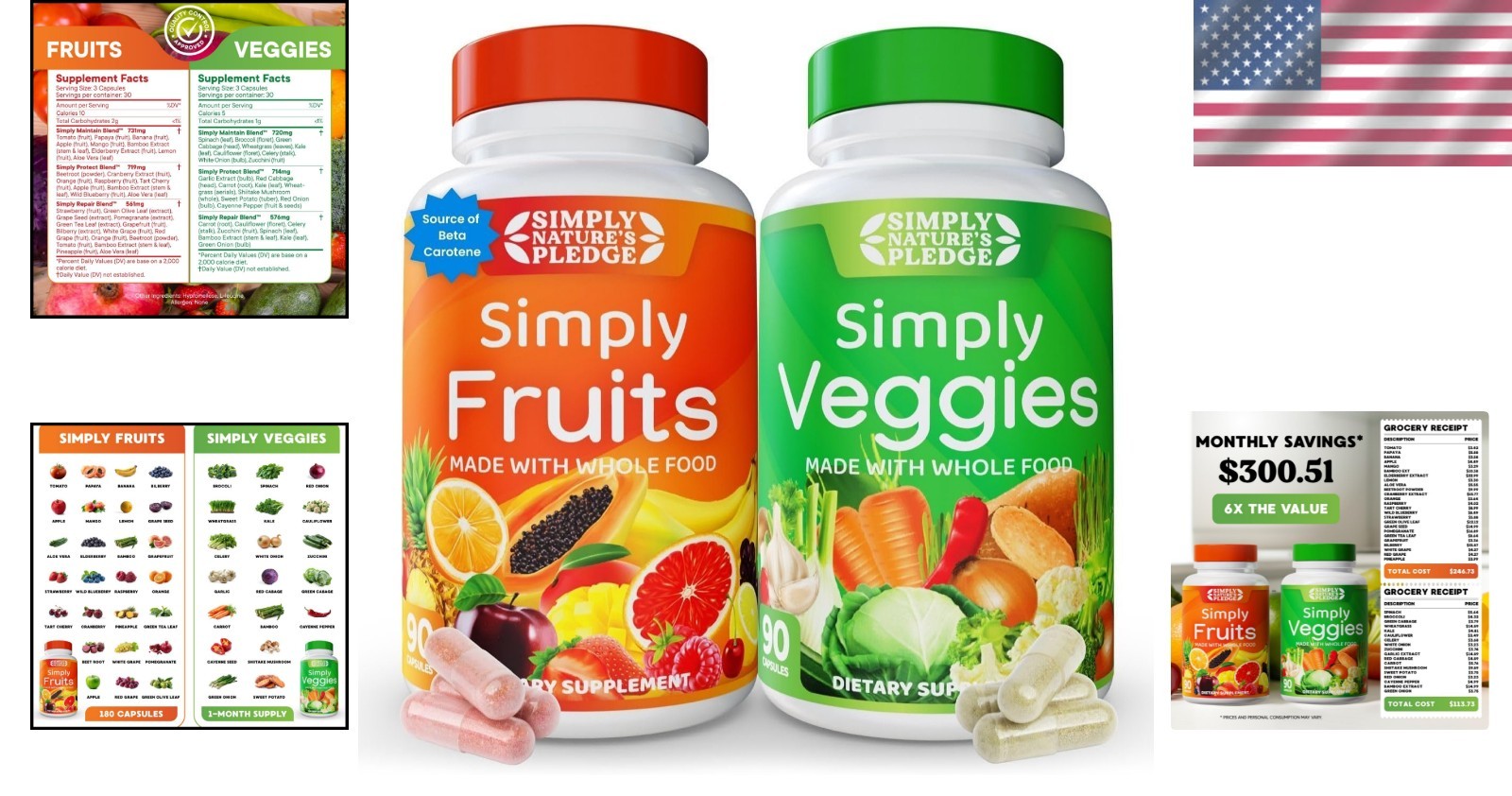 -Friendly 42 Fruit & Vegetable Capsules for Digestive and Immune Health