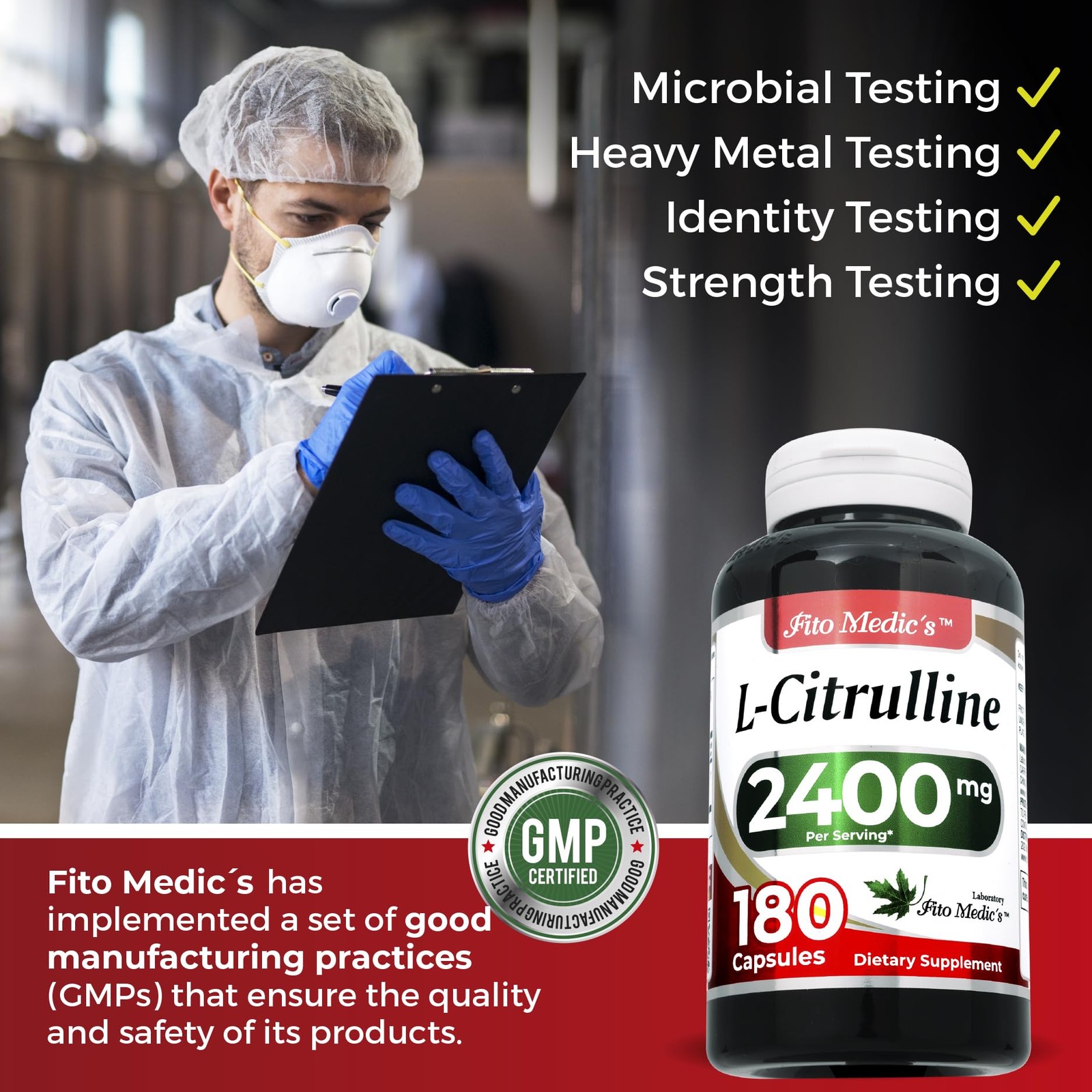 FITO MEDIC’S Lab | L citrulline |180 Capsules |2400 mg| 180 Count (Pack of 1)