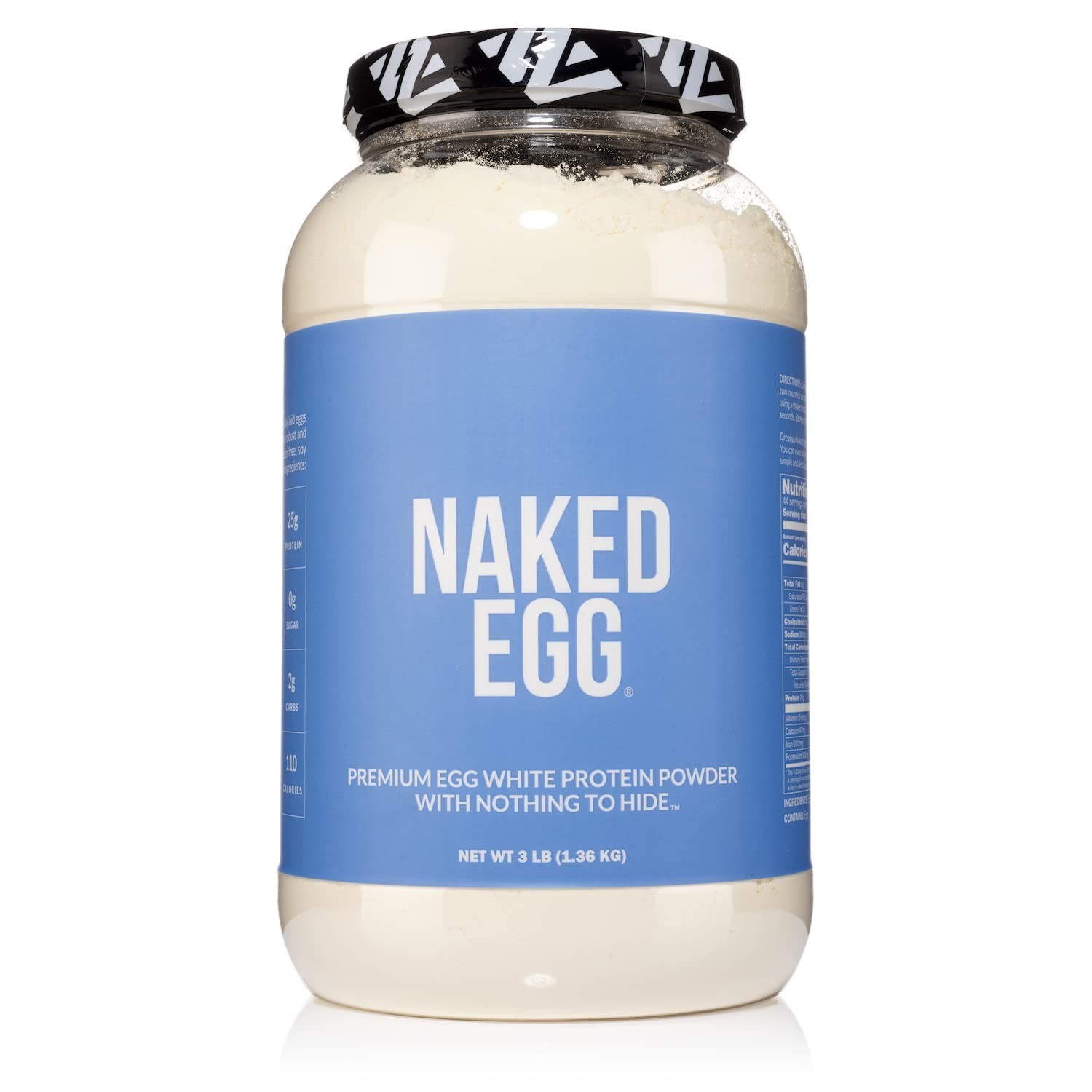 Naked 3LB Non-GMO Egg White Protein Supplement Powder, Unflavored, No Additiv…