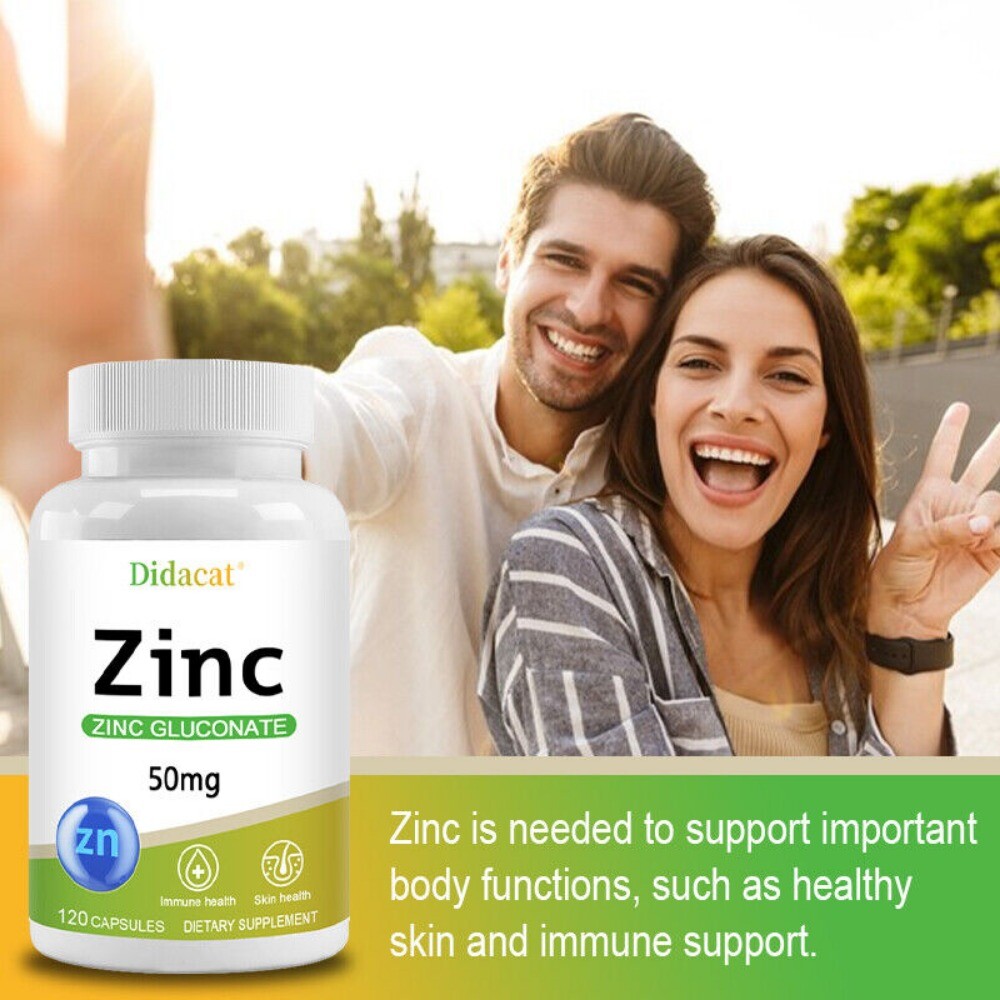 Zinc Gluconate, 50 mg, 30 To 120 Caps Immune Health and Antioxidant Support