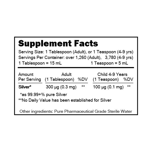 MediSILVER® CLEAR Immunity Booster True Free-Ionic Silver Ag++ Nutrient: 5 Gal