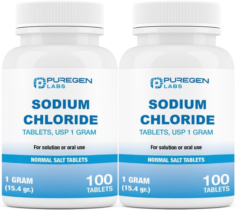 Puregen Labs Sodium Chloride Tablets 1 gm (1000 mg), USP | (15.4gr.) | 100 Count