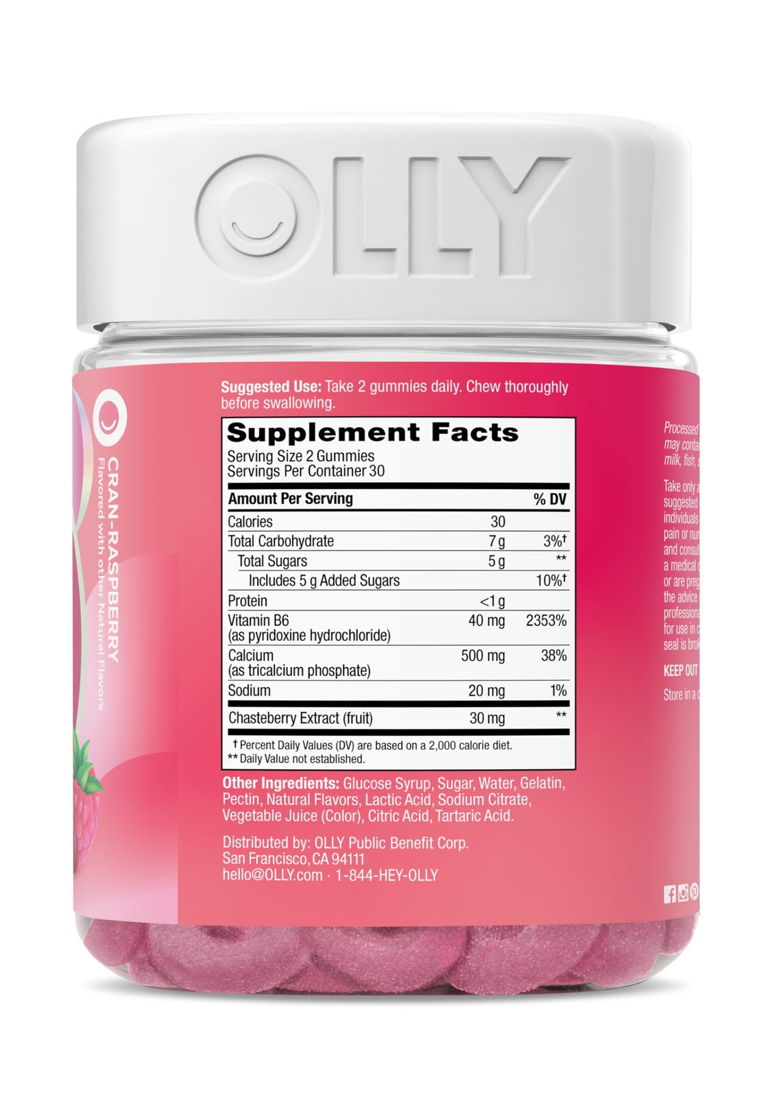 OLLY Period Hero Gummies, PMS Support Supplement,* 1 Count (Pack of 60), Pink