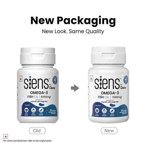 Siens by Dabur Omega 3 Fish Oil Capsule | Daily Heart Brain And Wellness Support