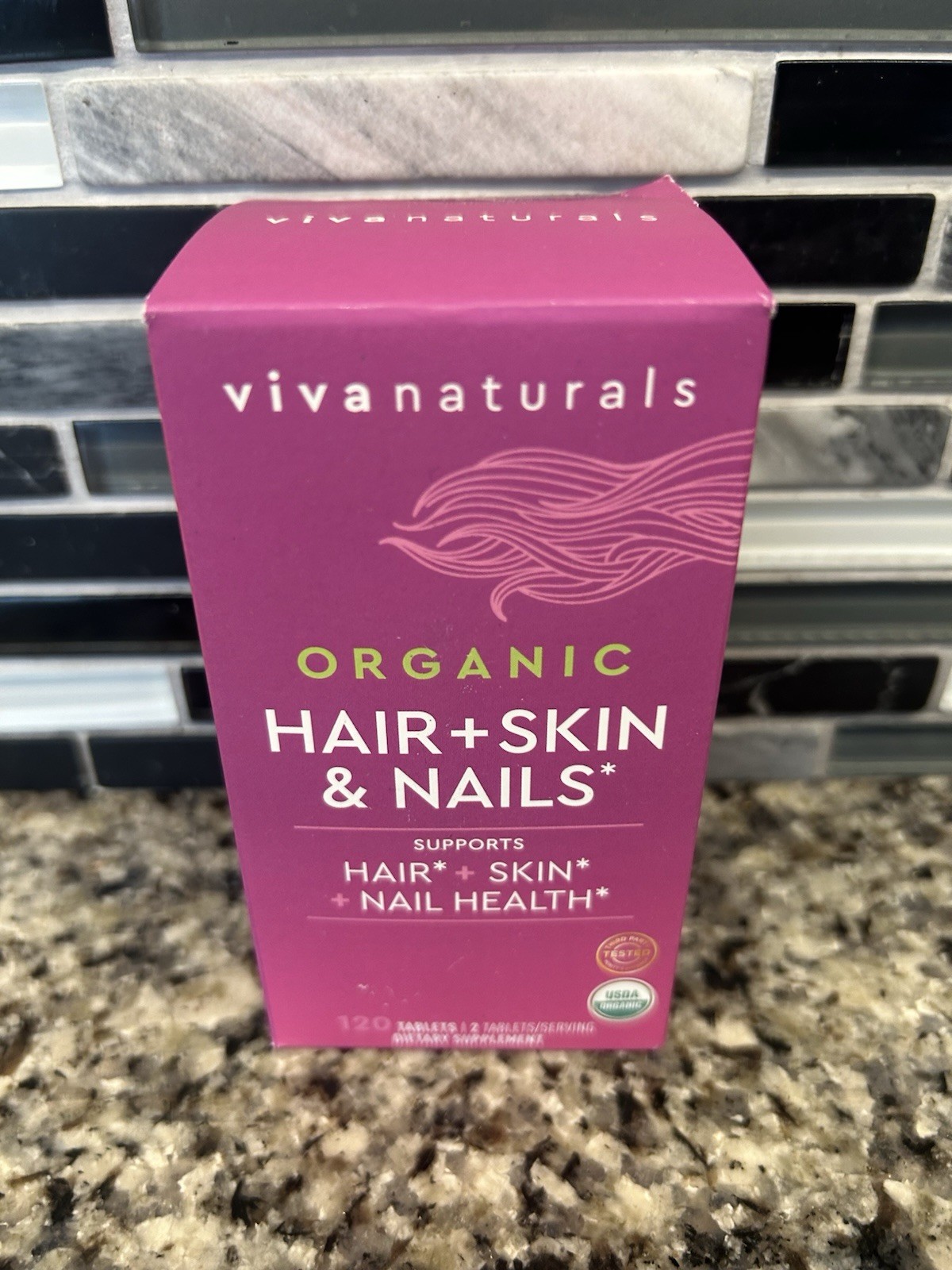 Viva Naturals Organic Hair Skin & Nails Biotin 5000 mcg 120 Tablets Vegan