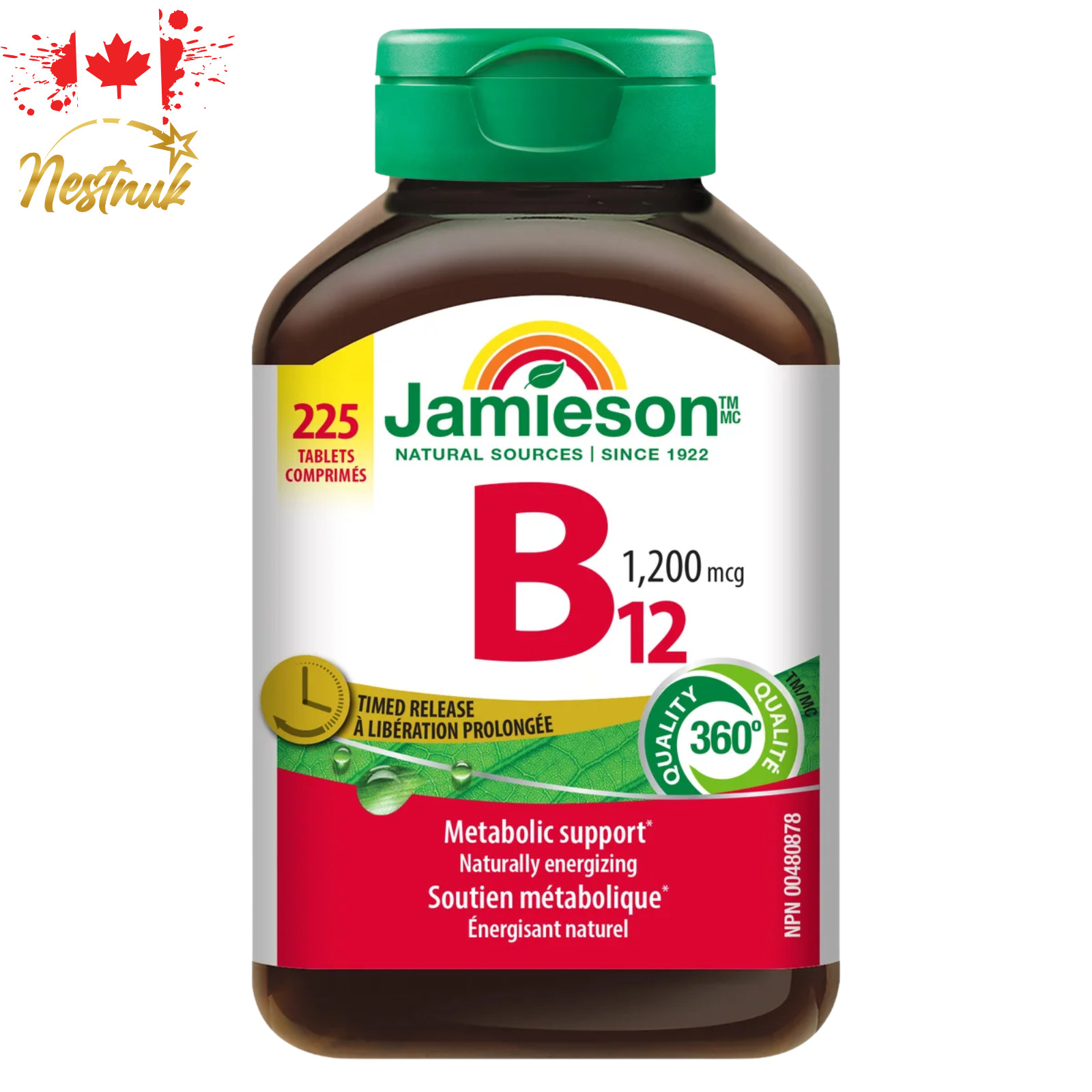 Jamieson Vitamin B12 1200mcg Timed Release 225 Tablets – Energy Support – Canada