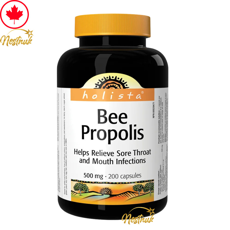 Holista Bee Propolis 500mg 200 Capsules – 2 Bottles, Fresh from Canada