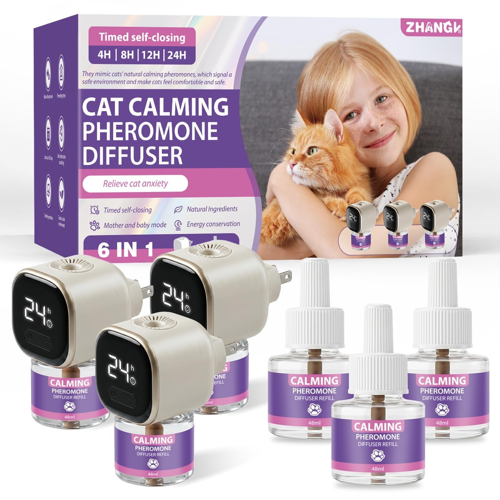 Cat Calming Diffuser Kit with Timer And Memory Adjustable 4/8/12/24H Cat Pher…
