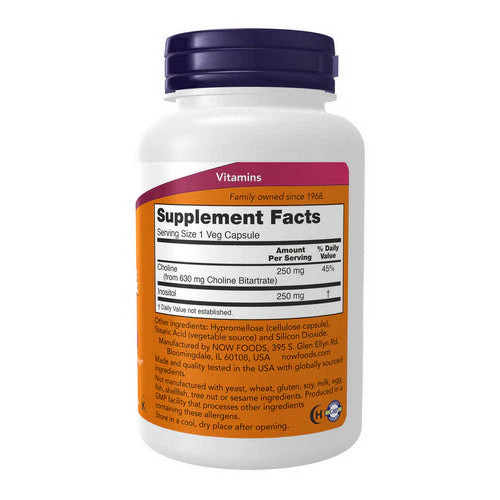 Choline & Inositol 500 mg 100 Caps By Now Foods
