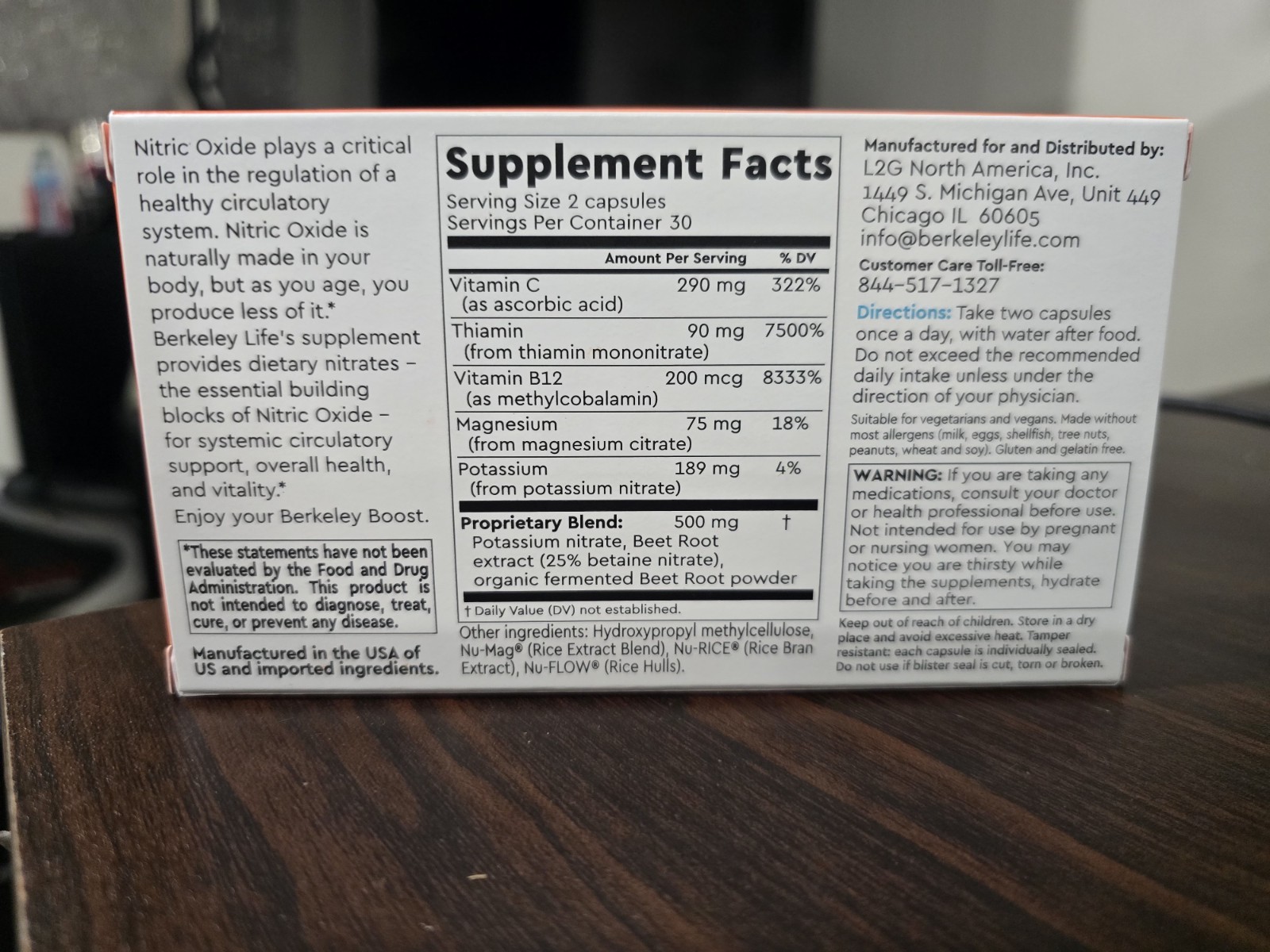 Nitric Oxide Foundation Supplement 60 capsules Berkeley life fast shipping.