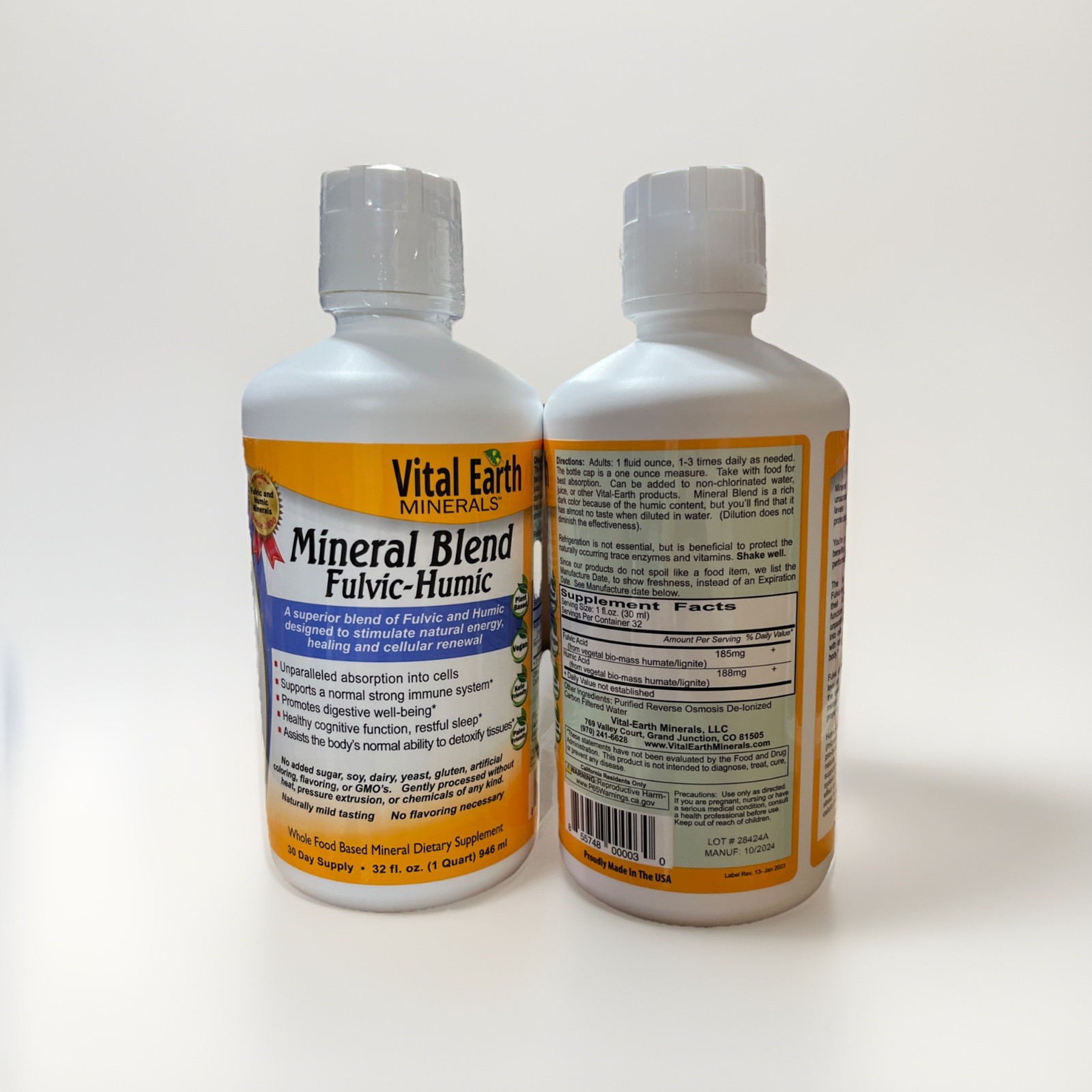 Vital Earth Minerals **2-PPACK** VEM-00003 Fulvic-Humic Mineral Blend – 64 fl oz
