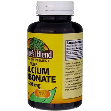 Nature`s Blend Calcium Carbonate 600mg Tablets 100 ct pack of 2