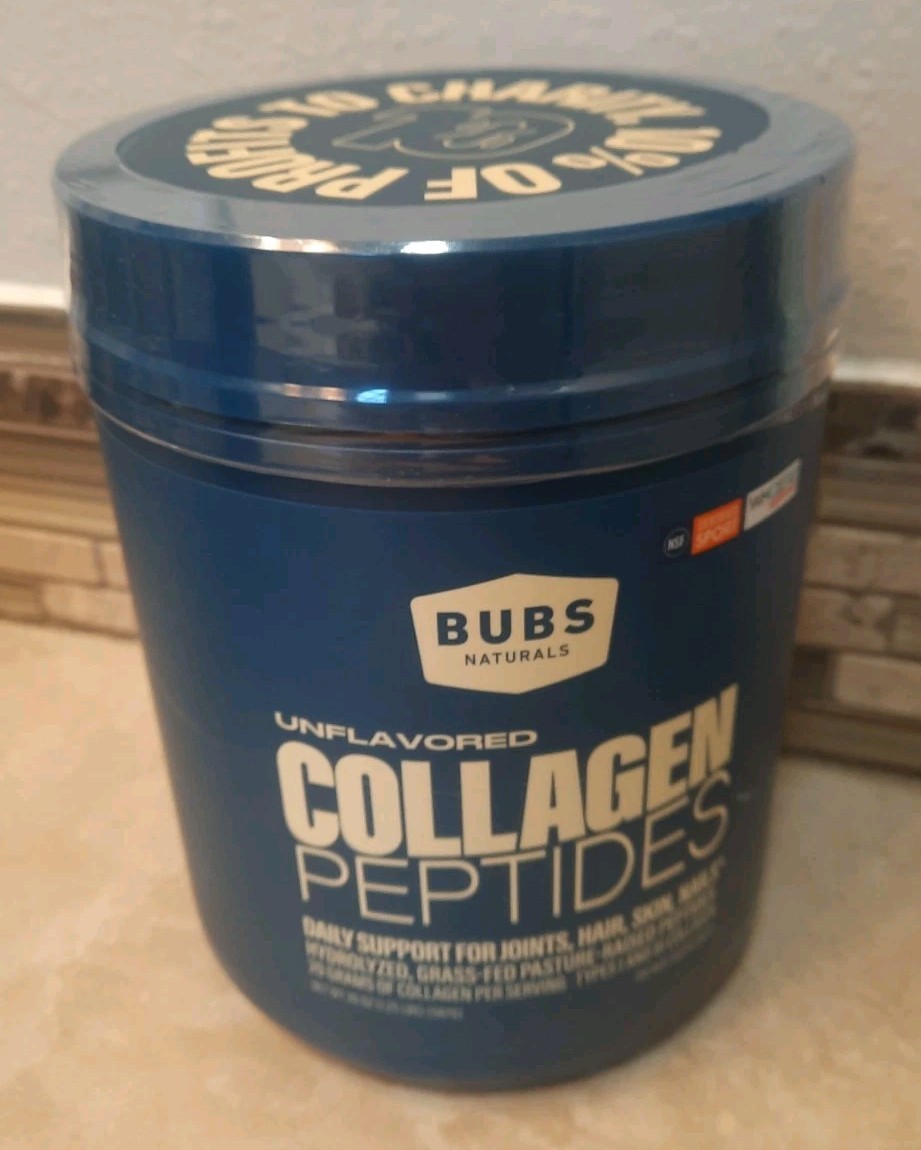 BUBS Naturals Unflavored Collagen Peptides Powder 20oz Tub New Sealed Exp 2028