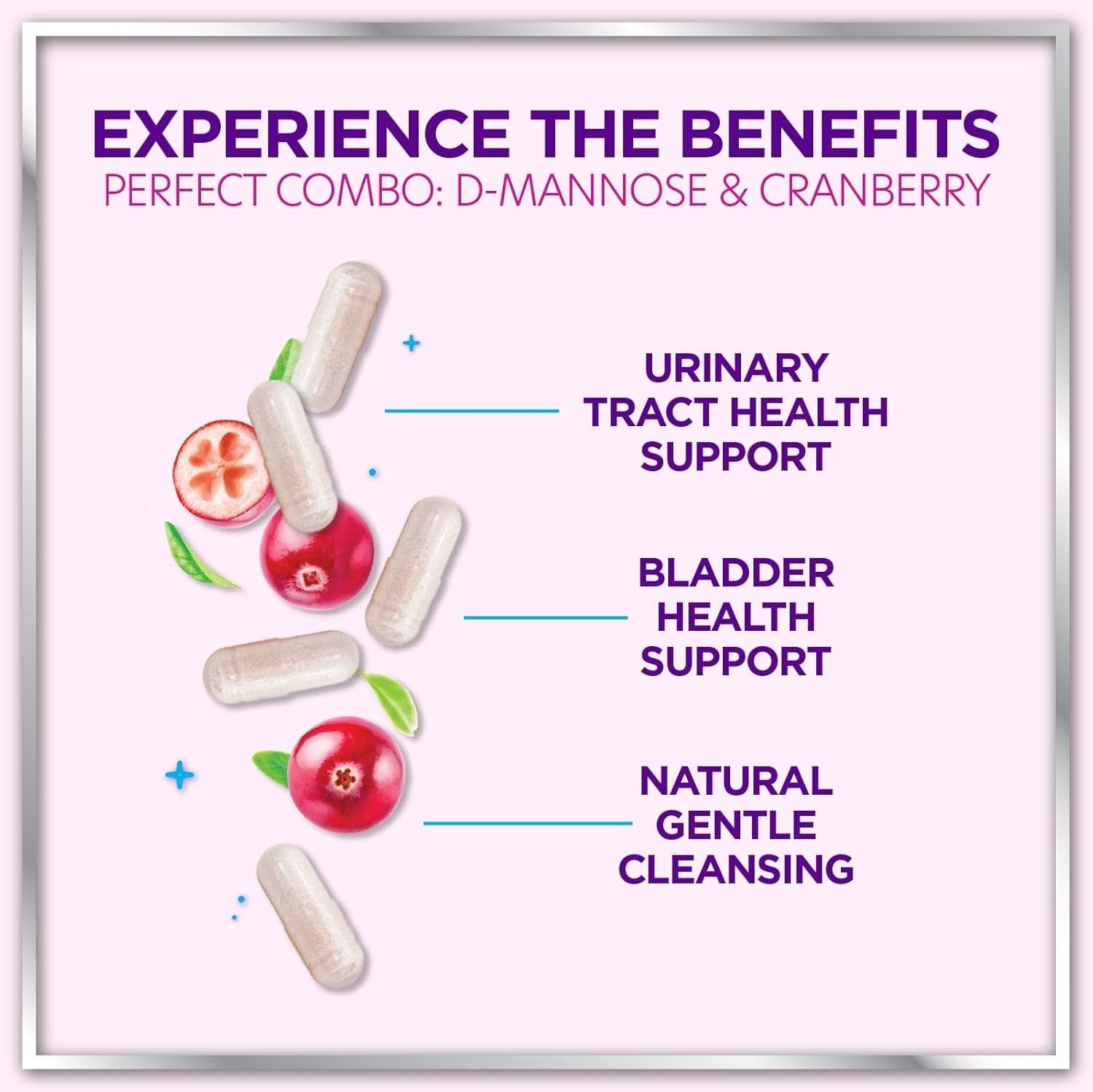 Organic D Mannose 1300mg Supplements – Natural D-Mannose Capsules with Cranberry