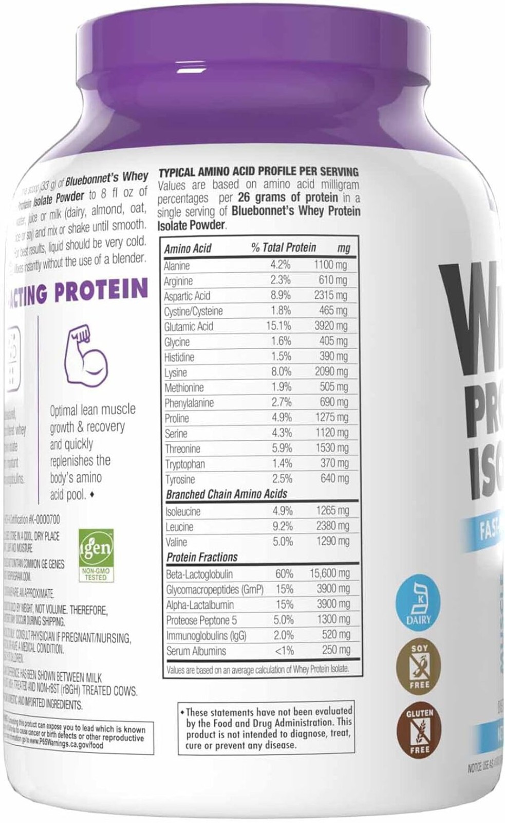 Bluebonnet Nutrition – WHEY PROTEIN ISOLATE POWDER FRENCH VANILLA 2 lb EXP 6/27