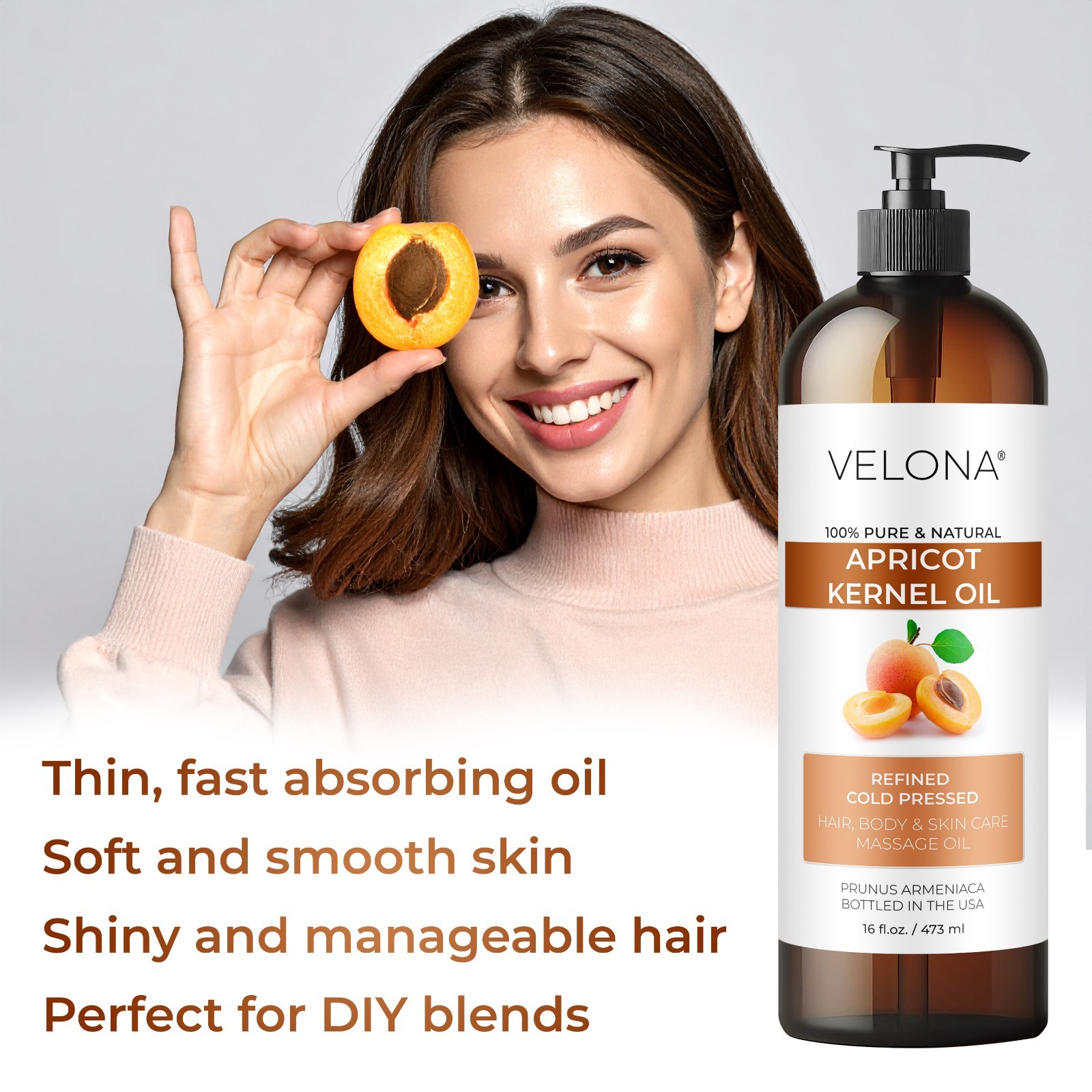 Apricot Kernel Oil 2oz-7lb REFINED NATURAL CARRIER Expeller Pressed PURE VELONA
