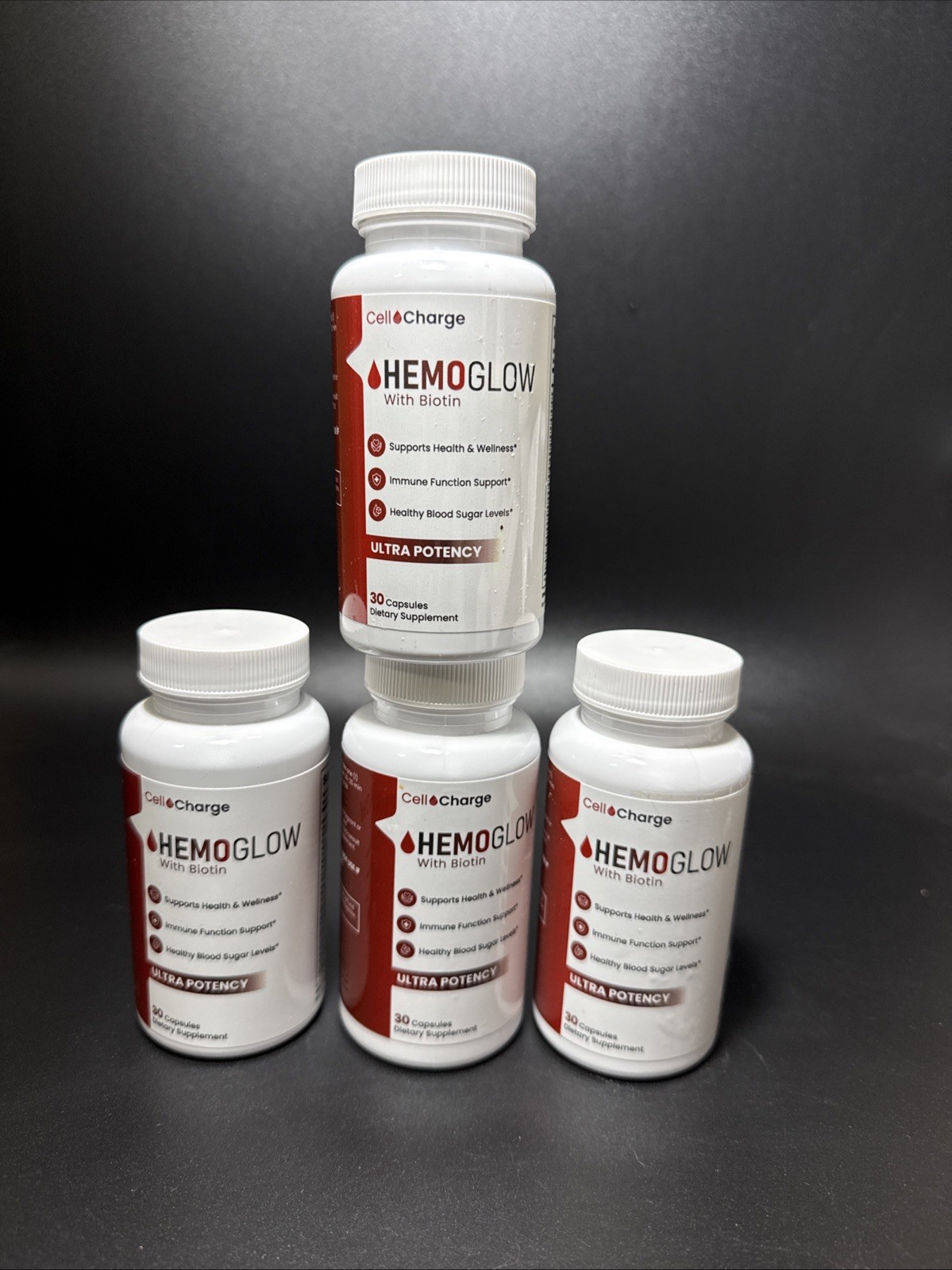 Lot Of 4 Cell Charge Hemoglow With Biotin Exp 07/26 30 count