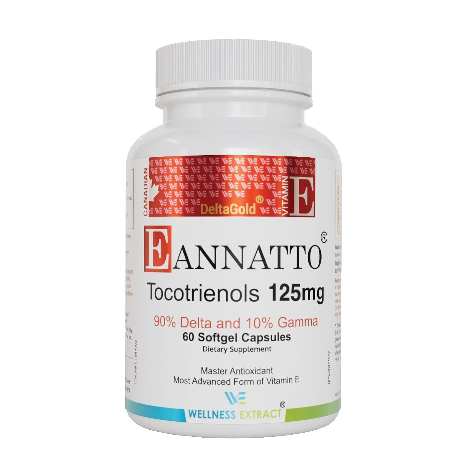 WELLNESS EXTRACT Annatto Tocotrienols Vitamin E Softgels 125MG 30 Count