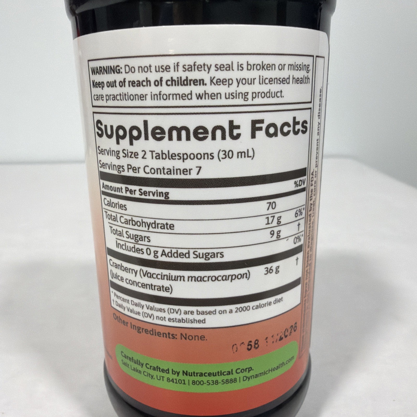 Dynamic Health Cranberry Concentrate – 8 fl oz, Many Health Benefits, exp 11/26