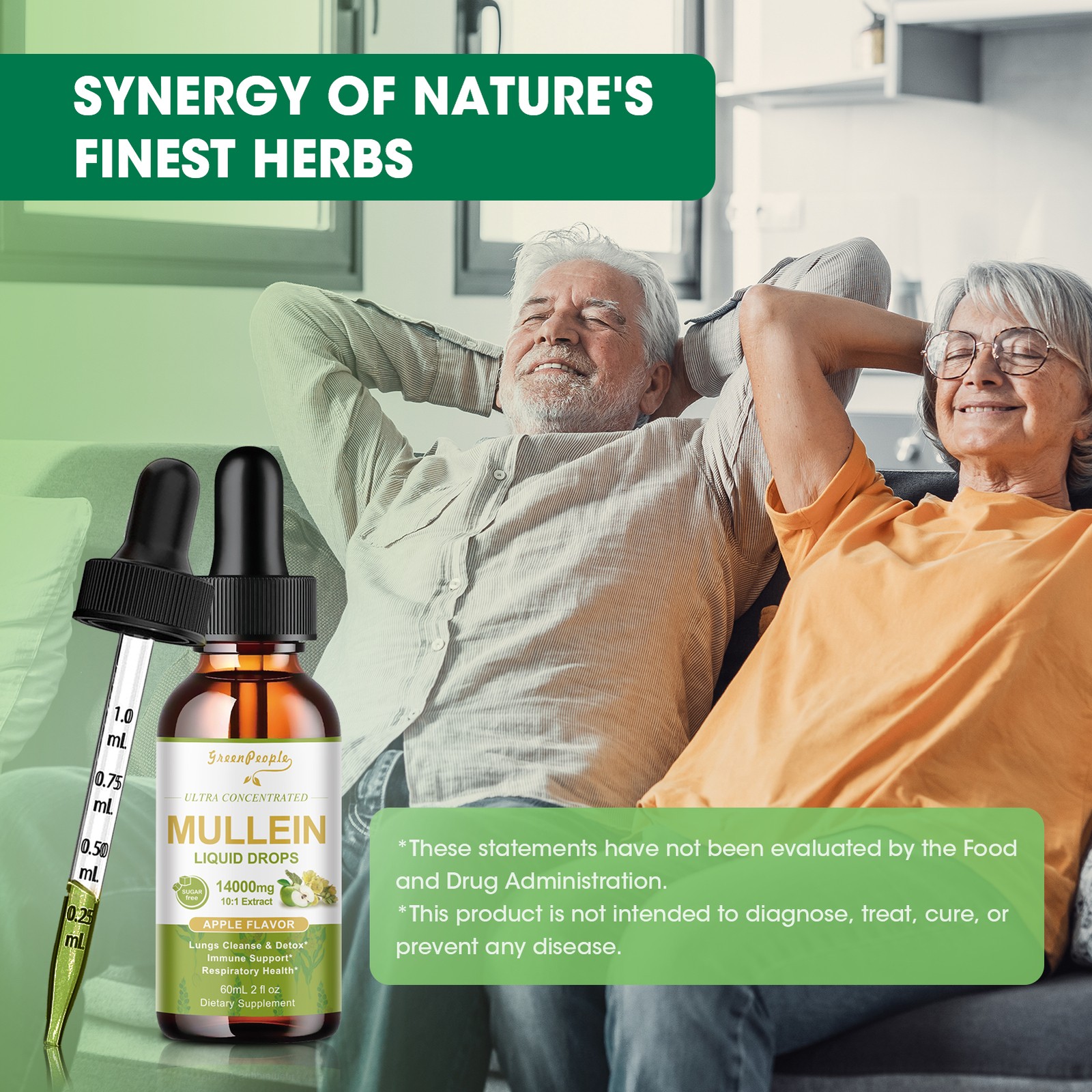 Mullein Leaf Extract Drops 60ml Lung Cleanse Respiratory Herbal Drop Health Care