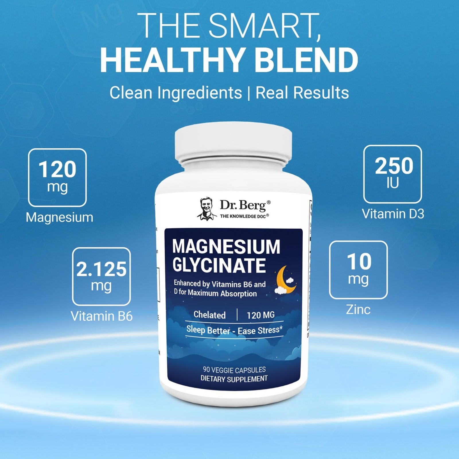 Berg Dr. Magnesium Glycinate 150ct – 4in1 Chelated for Muscle,
