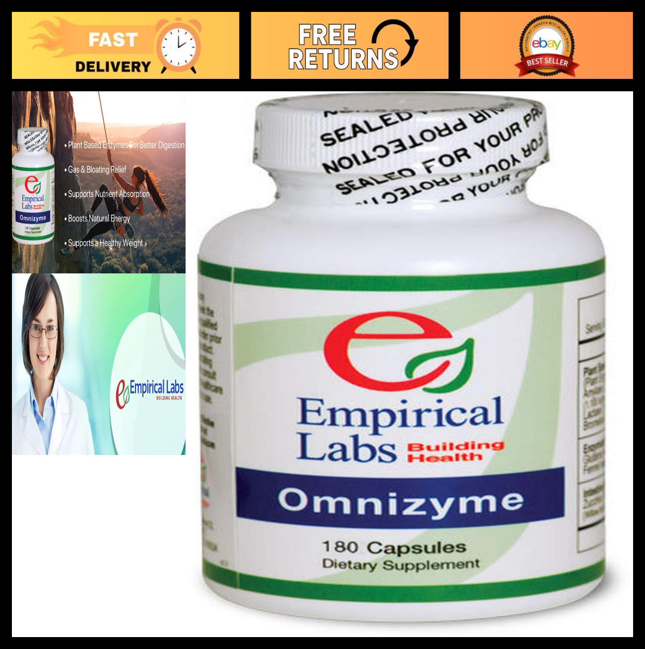 Omnizyme 180 Capsules – Digestive Enzyme Supplement for Gut Health & Wellness