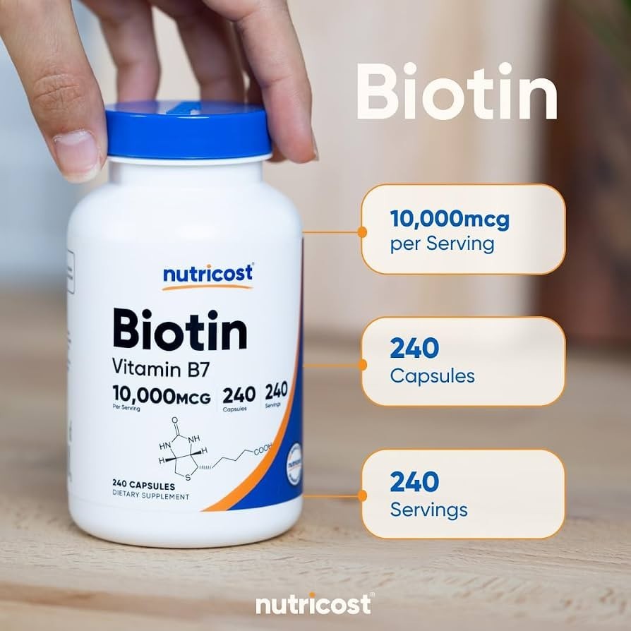 Nutricost Biotin (Vitamin B7) 10,000mcg (10mg), 240 Capsules
