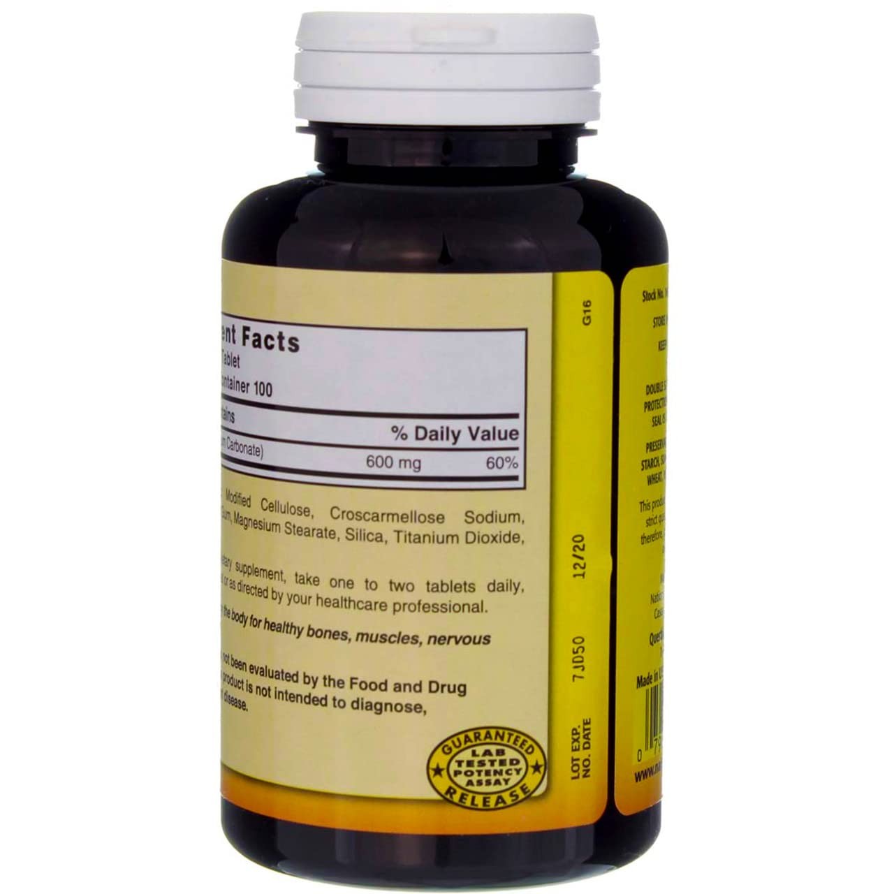 Nature`s Blend Calcium Carbonate 600mg Tablets 100 ct pack of 2