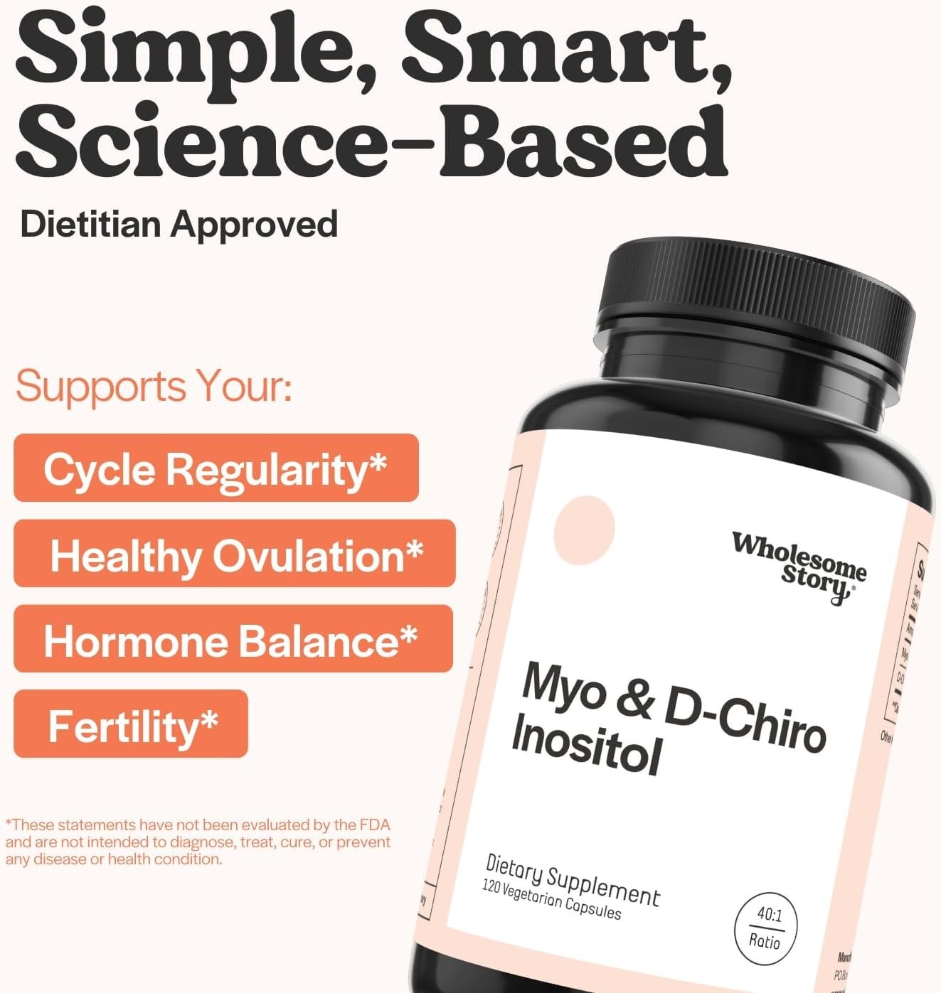 Wholesome Story Myo Inositol D Chiro Inositol 40:1 30 Servings Women