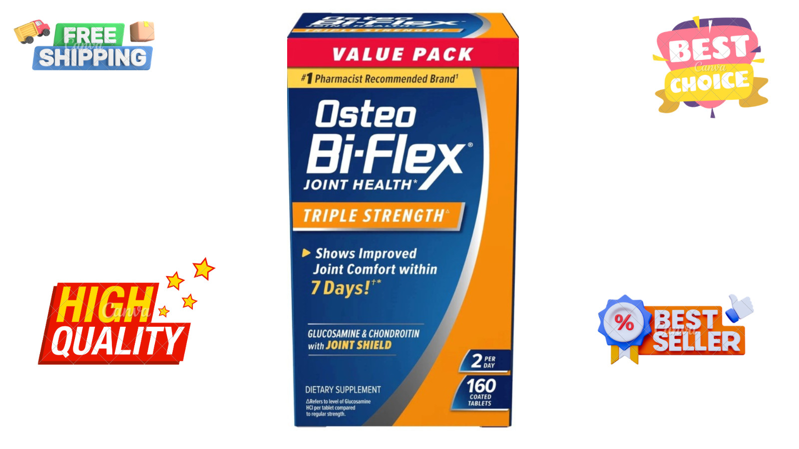 Osteo Bi-Flex Joint Health Triple Strength Dietary Supplement 160 Tablets