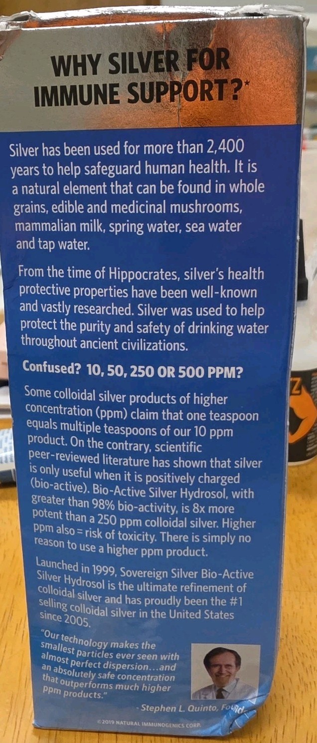 Sovereign Silver 8 fl oz Dropper Bottle – Bio-Active Silver Hydrosol Exp 12/28