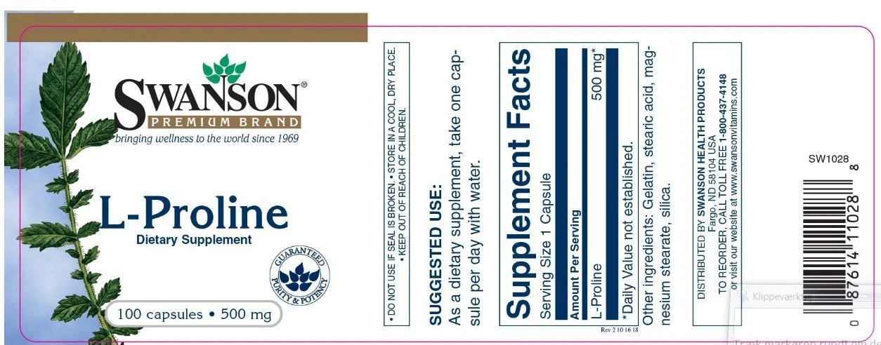 3 bottles of Swanson L-Proline 500mg 100 capsules each