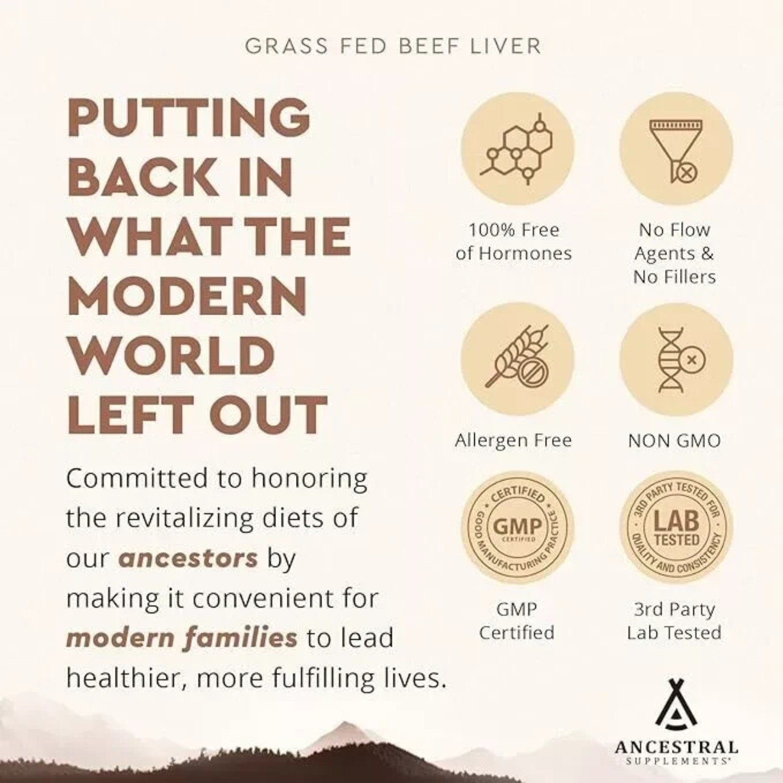 Grassfed Supplements Ancestral Beef Liver-180Capsules 500mg EA Exp 07/2028
