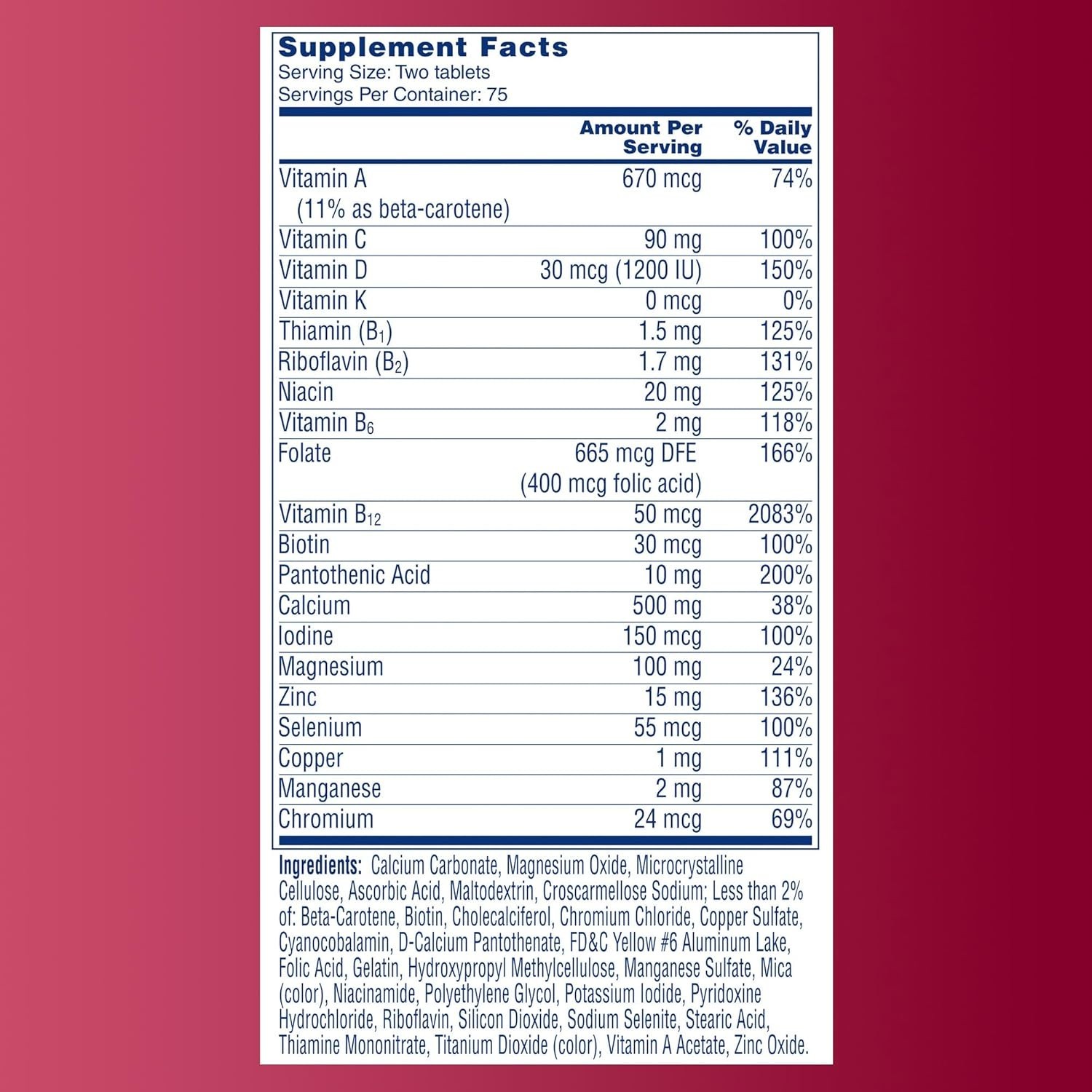 Proactive 65+, Mens & Womens Multivitamin, Supplement with Vitamin A, C, D, a…