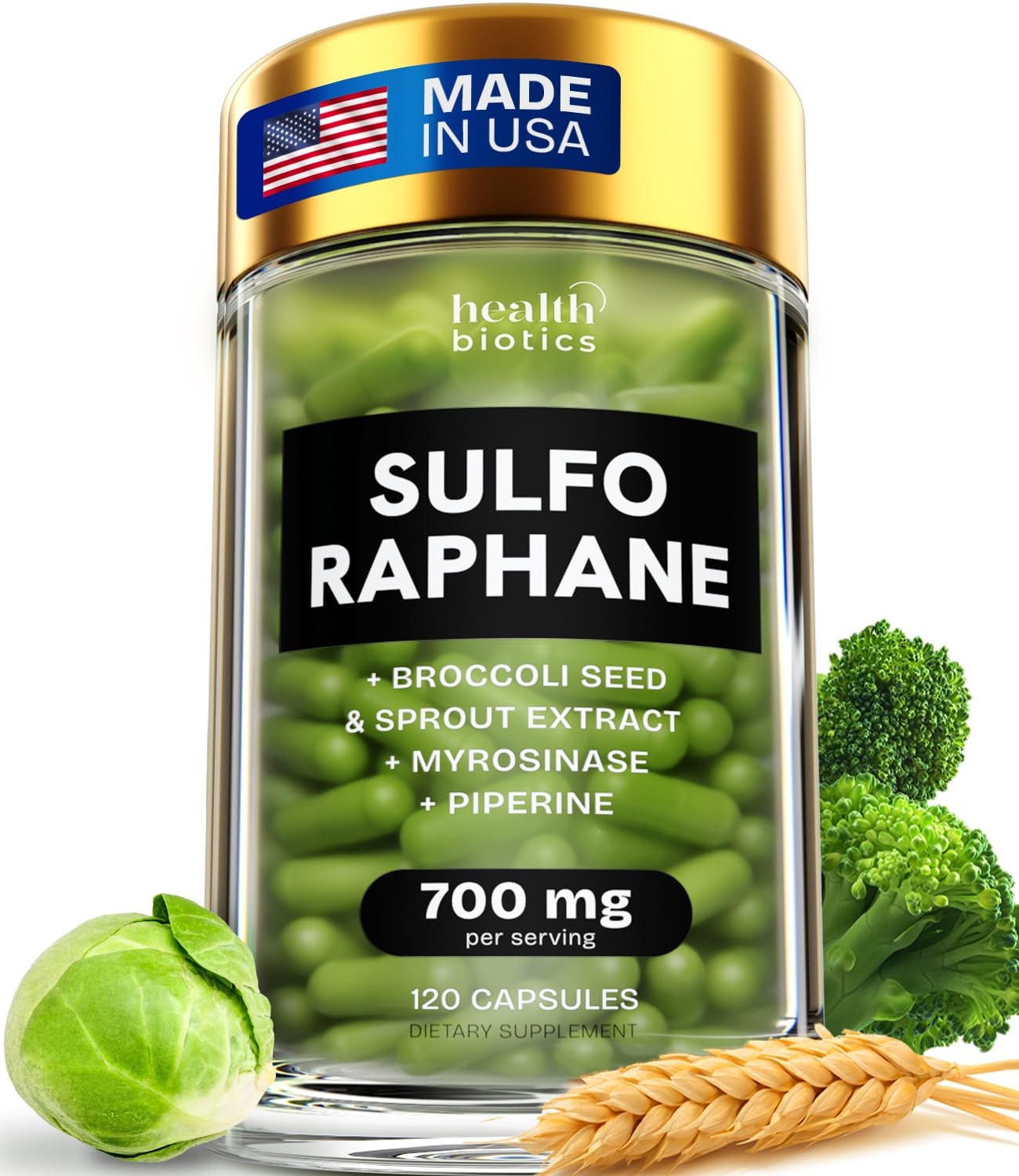 Organic Sulforaphane Supplement Stabilized from Broccoli Sprouts Capsules