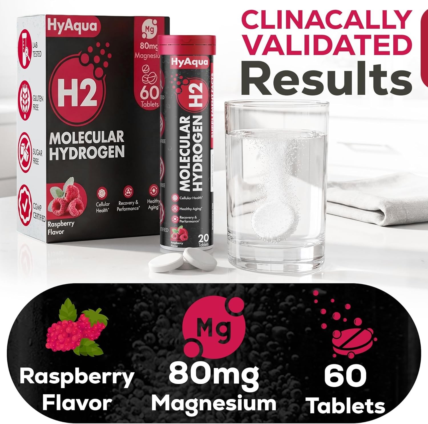 Hydrogen Water Tablets with Magnesium – 12 PPM Molecular Hydrogen Tablets for Dr