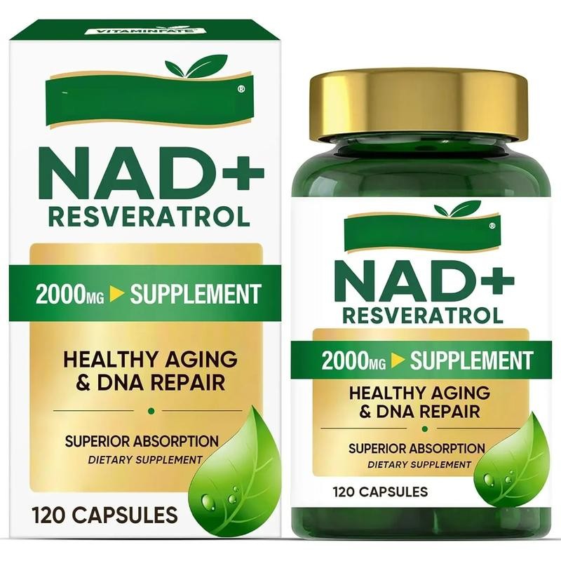 NAD Resveratrol Supplement 2000mg 120 Capsules Cellular Energy Aging Support