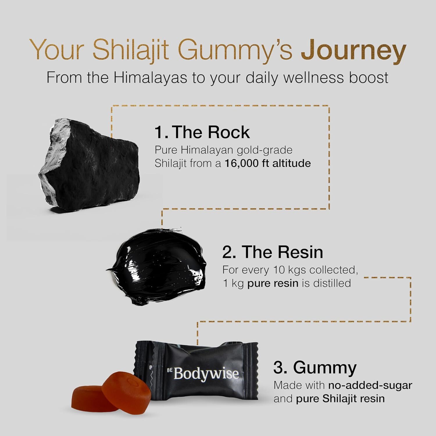 Be Bodywise Pure Himalayan Shilajit Gummies Gold I Lab Tested I No Added Suga.
