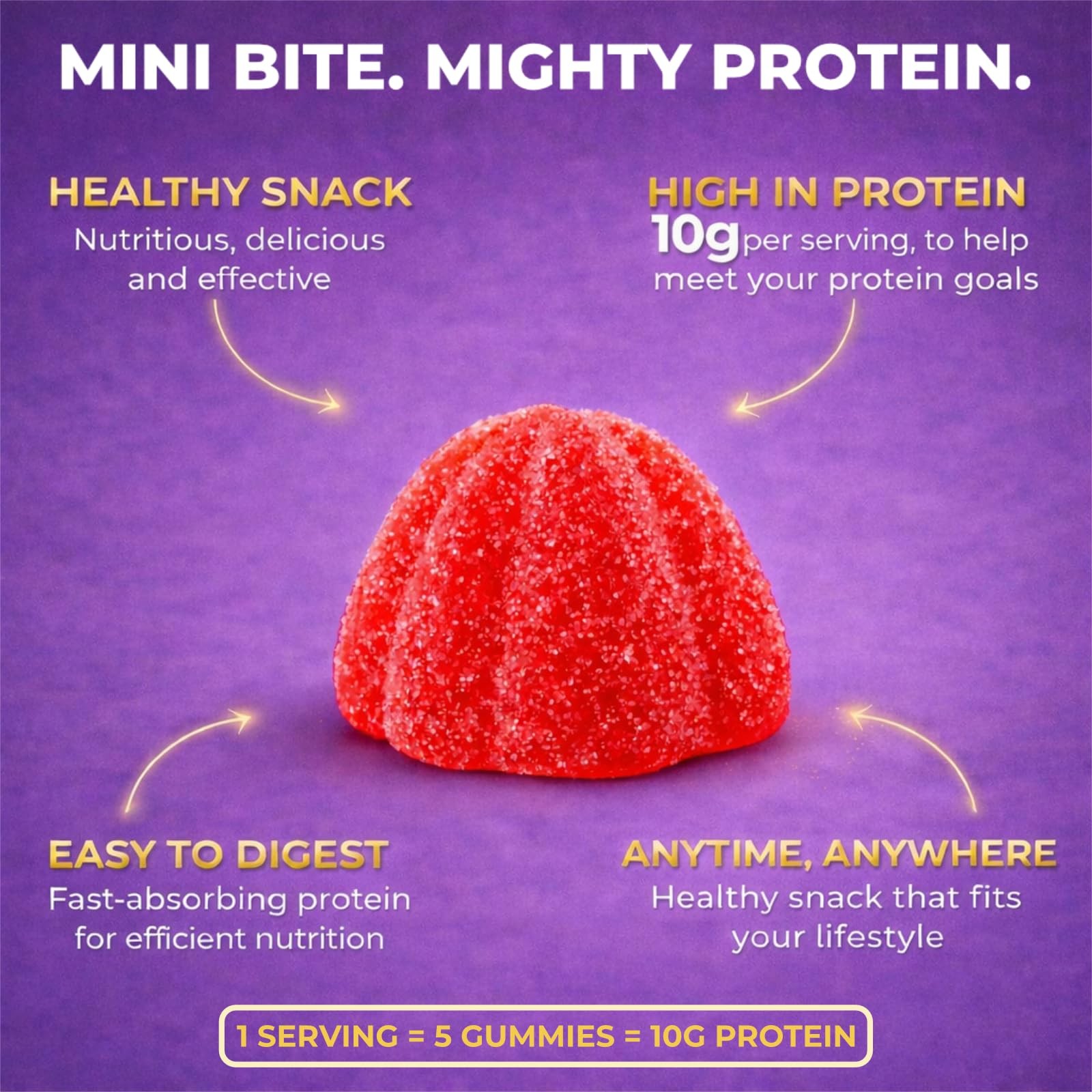EMAZEN Whey Protein Gummies Mixed Berries Sugar Free Keto 10g Protein 5 Count