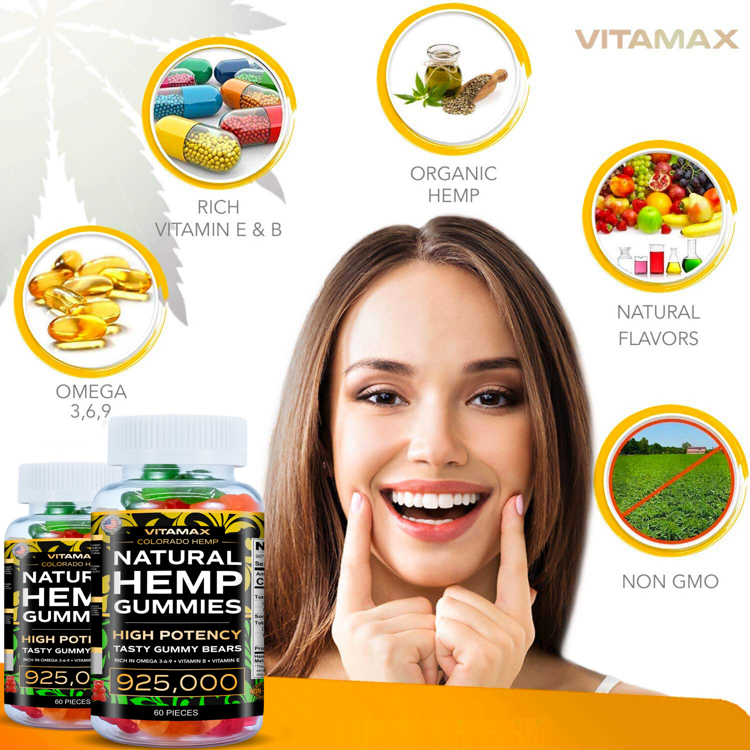 (2 Pack) Natural Gummies for Stress Relief – For Pain, Insomnia & Anxiety 120ct