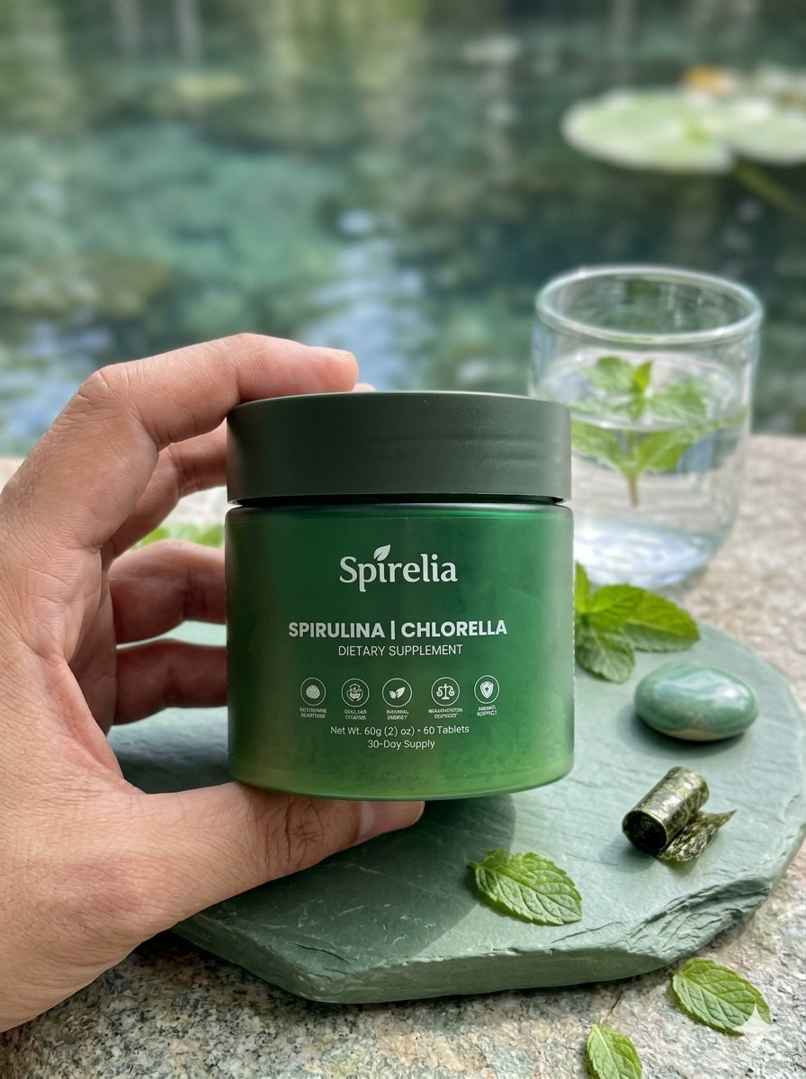 Spirelia Spirulina Chlorella Dietary Supplement 60 Tablets Non-GMO Superfood