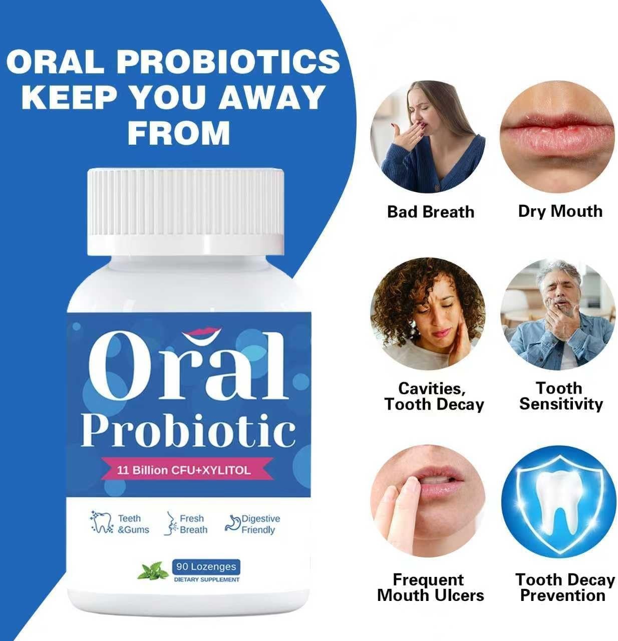 Oral Probiotics for Mouth Bad Breath for Adults – 11 Billion CFU – Oral Dental P