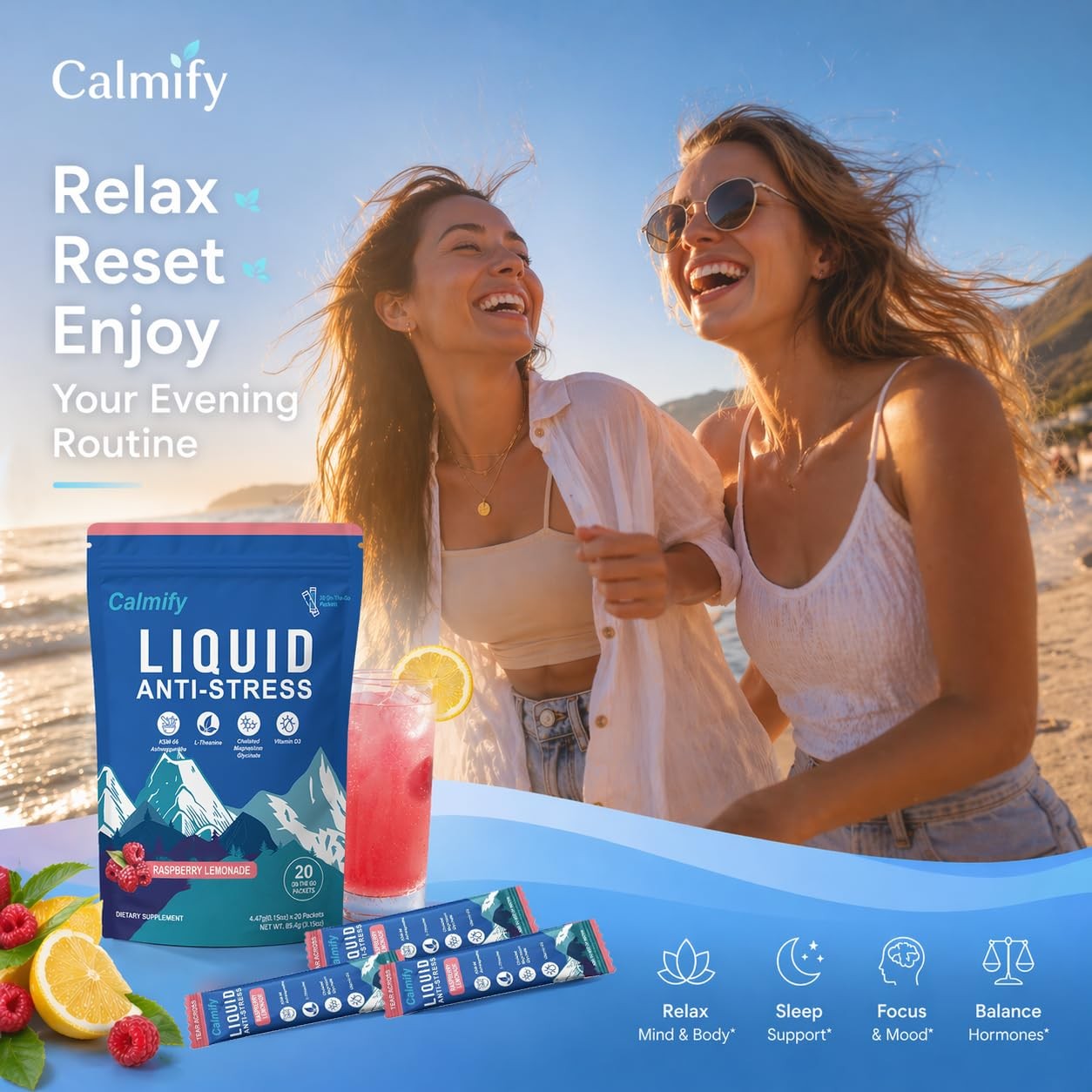 Liquid Anti Stress Cortisol | Magnesium Drink | L-Theanine,…