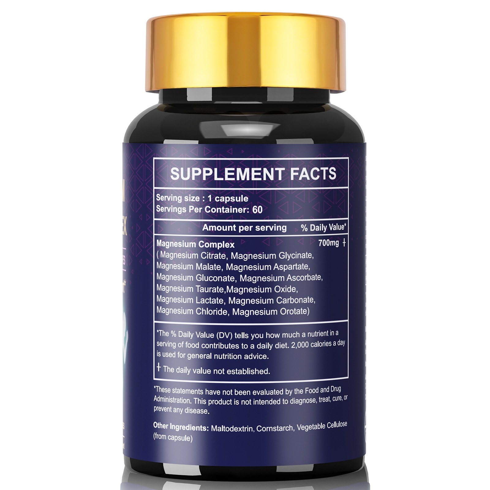 12 in 1 Magnesium Complex Supplement 700mg Glycinate, Malate and Citrate 120 Cap