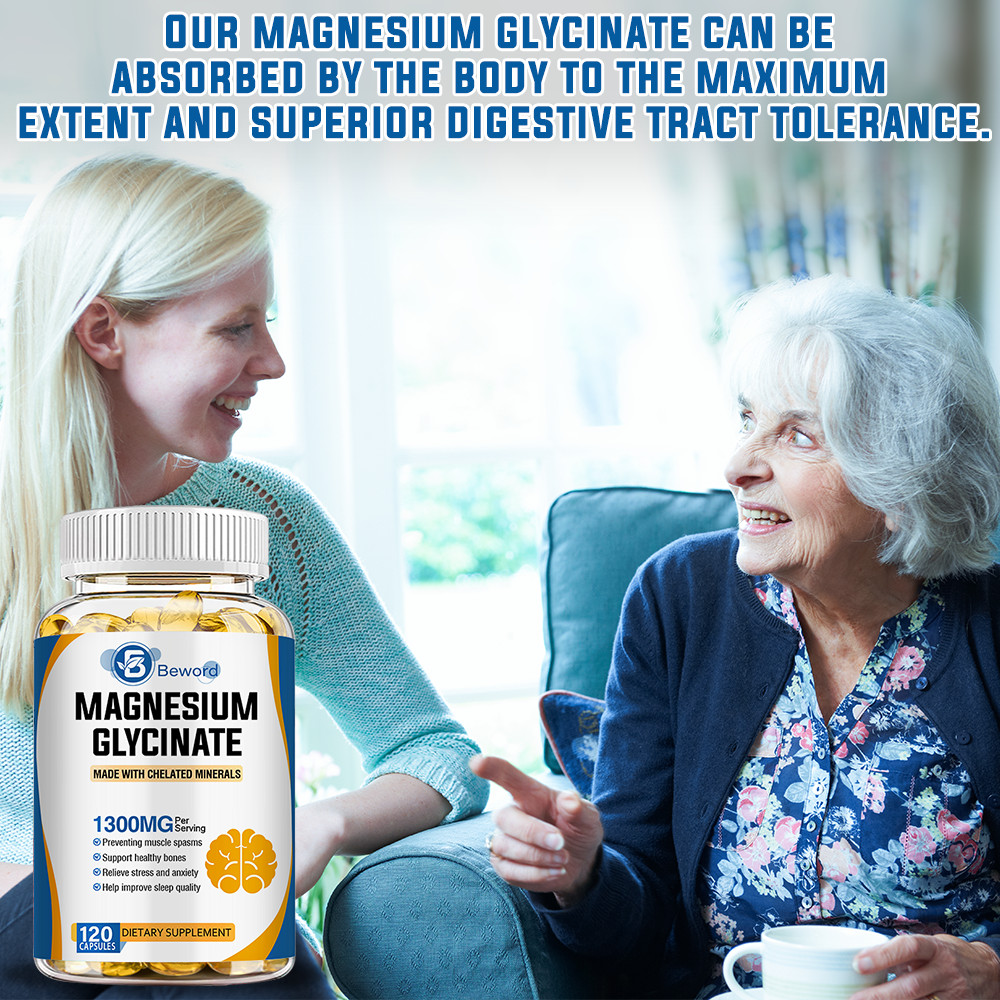 Magnesium Glycinate 4-in-1 Complex 1300mg – High Strength Magnesium 120 Capsules