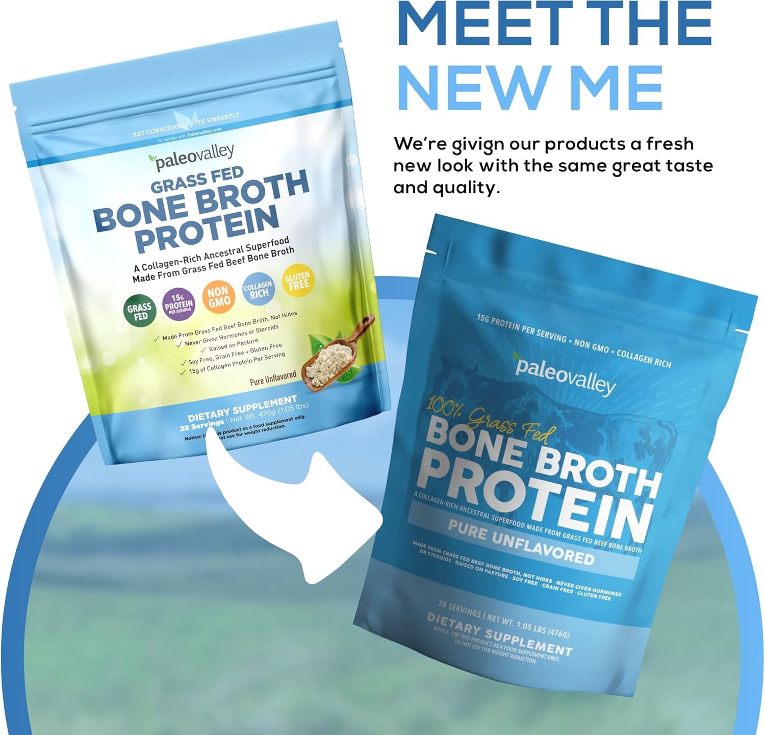 Paleovalley 100% Grass Fed Beef Bone Broth Protein Powder – Rich in Collagen Pep