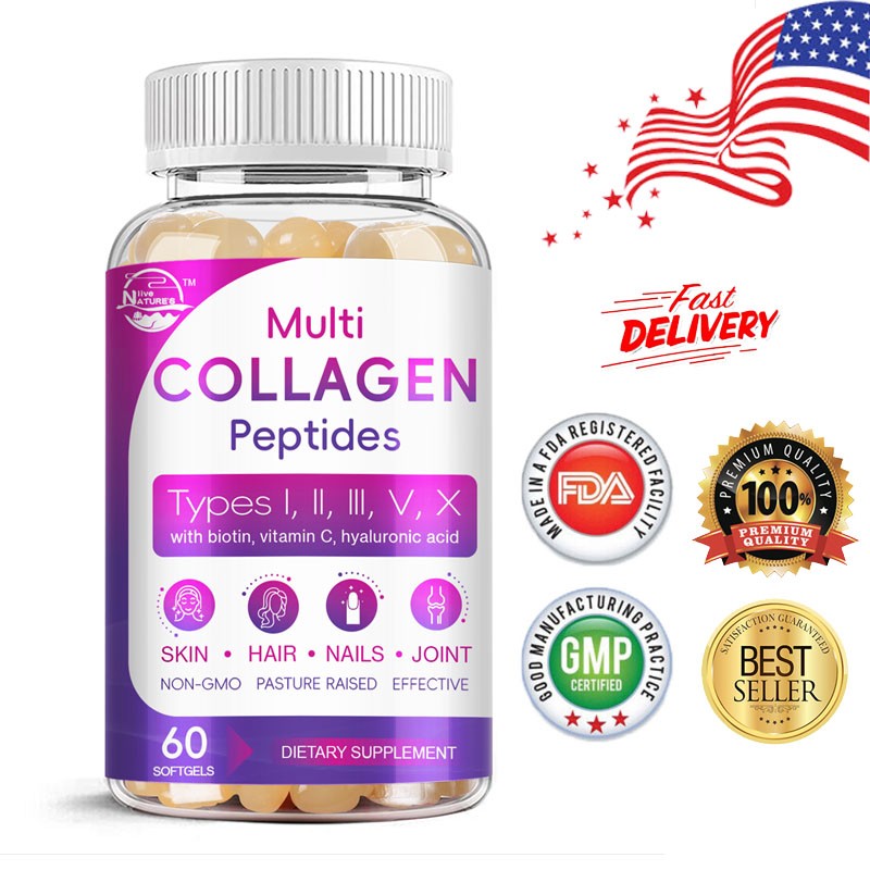 Premium Collagen Peptides with Biotin Hydrolyzed Anti-Aging (Types I,II,III,V,X)