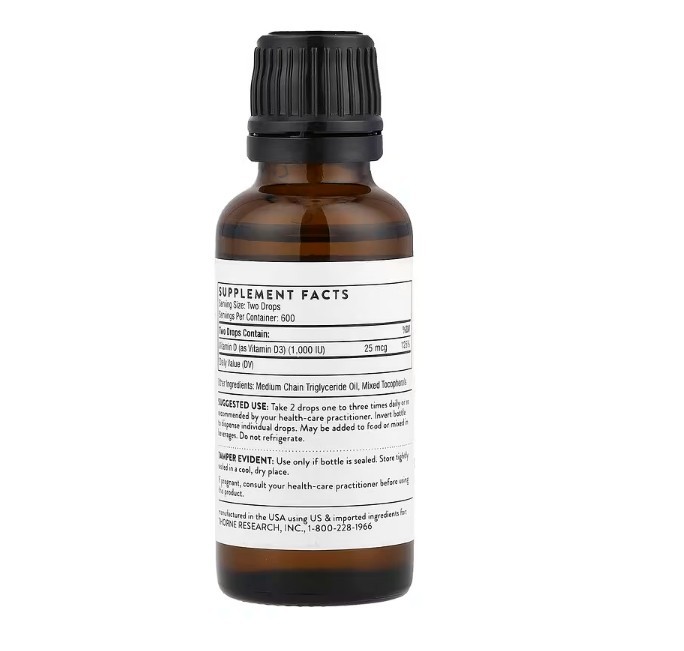 Vitamin D Liquid, 2 PACK, 1 fl oz (30 ml), 1000 IU / 25 mcg per serving 2 drops