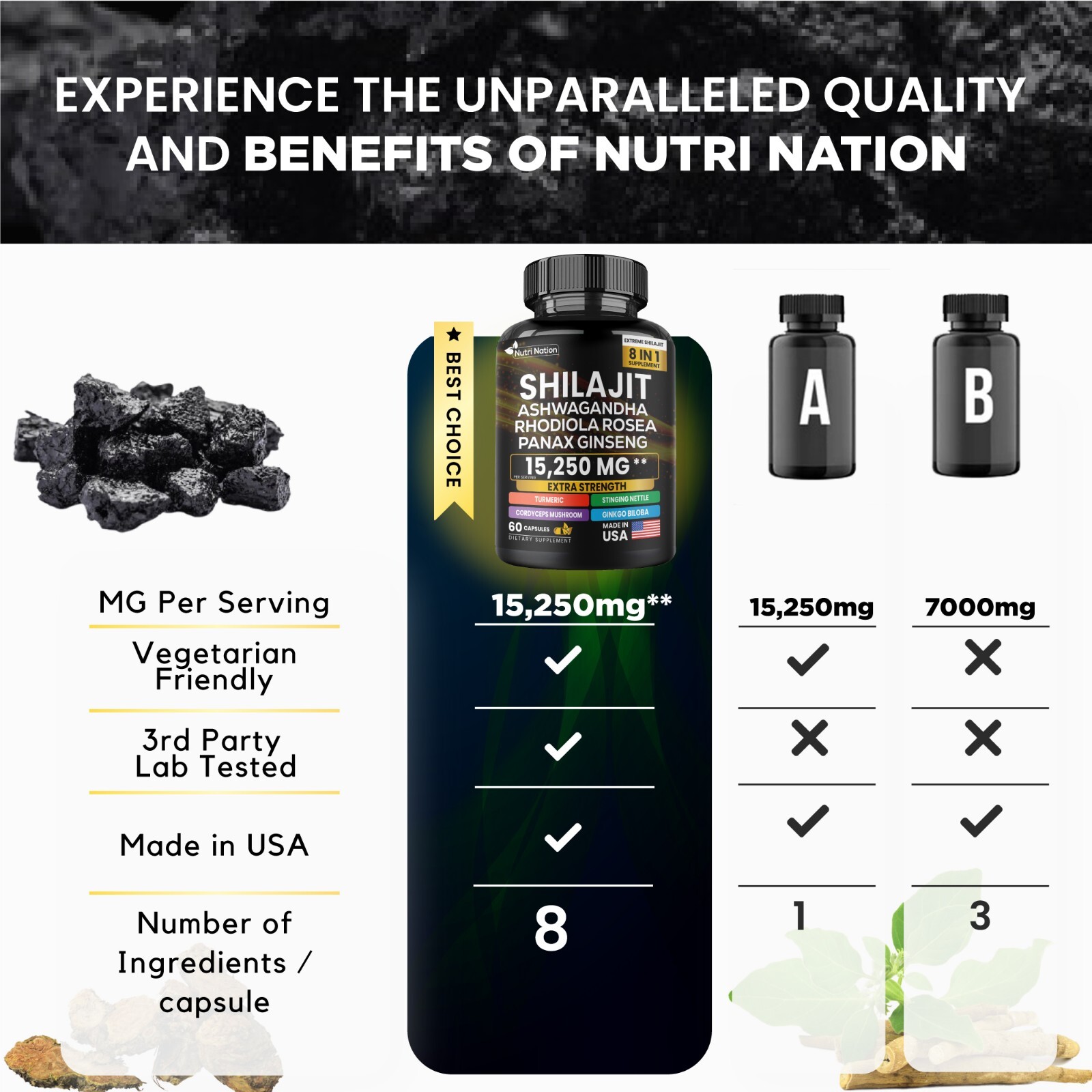 Dynamic Vitality Bundle – Sea Moss 7000mg,Black Seed Oil 4000mg/ Shilajit