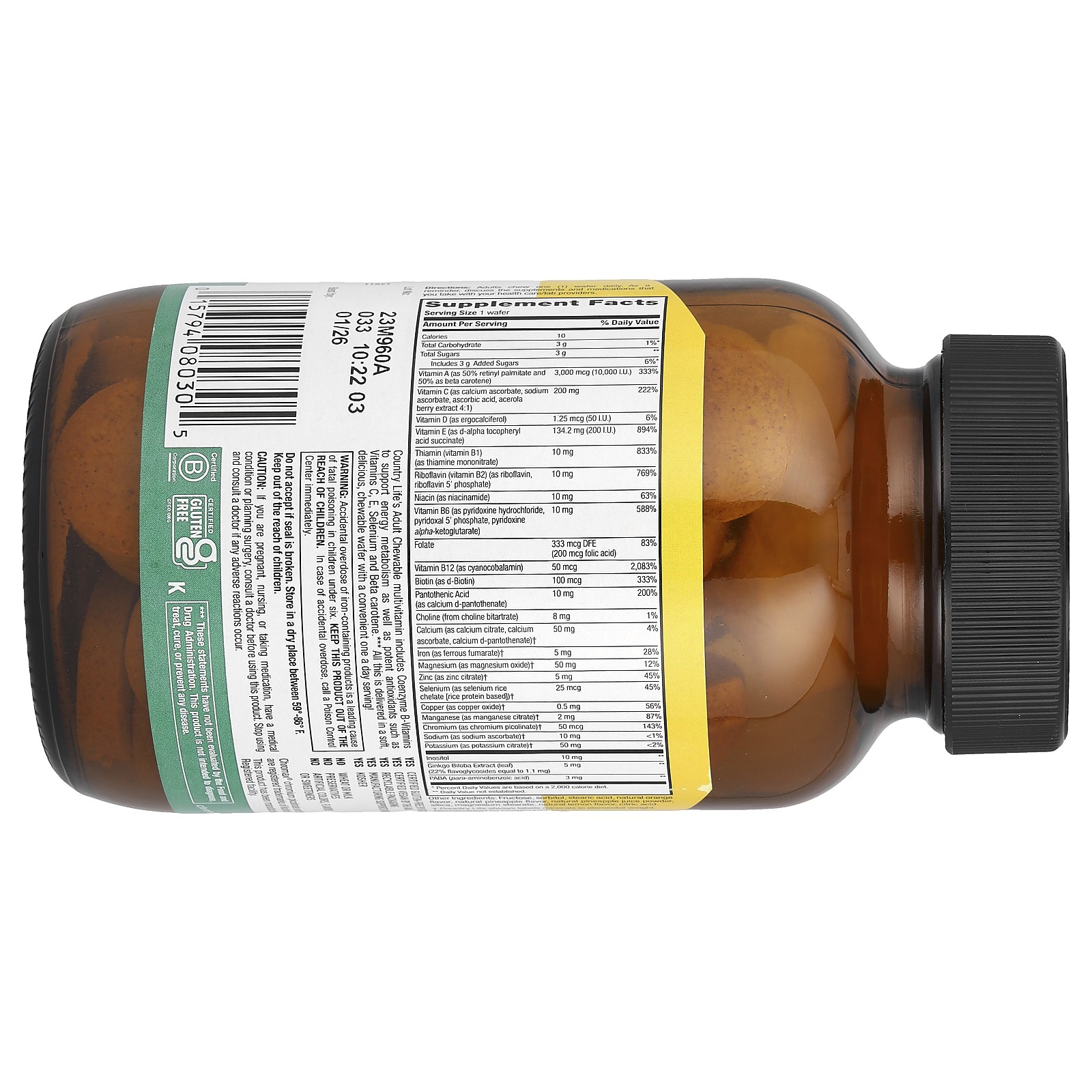 Chewable Adult Multi, Pineapple-Orange, 60 Wafers